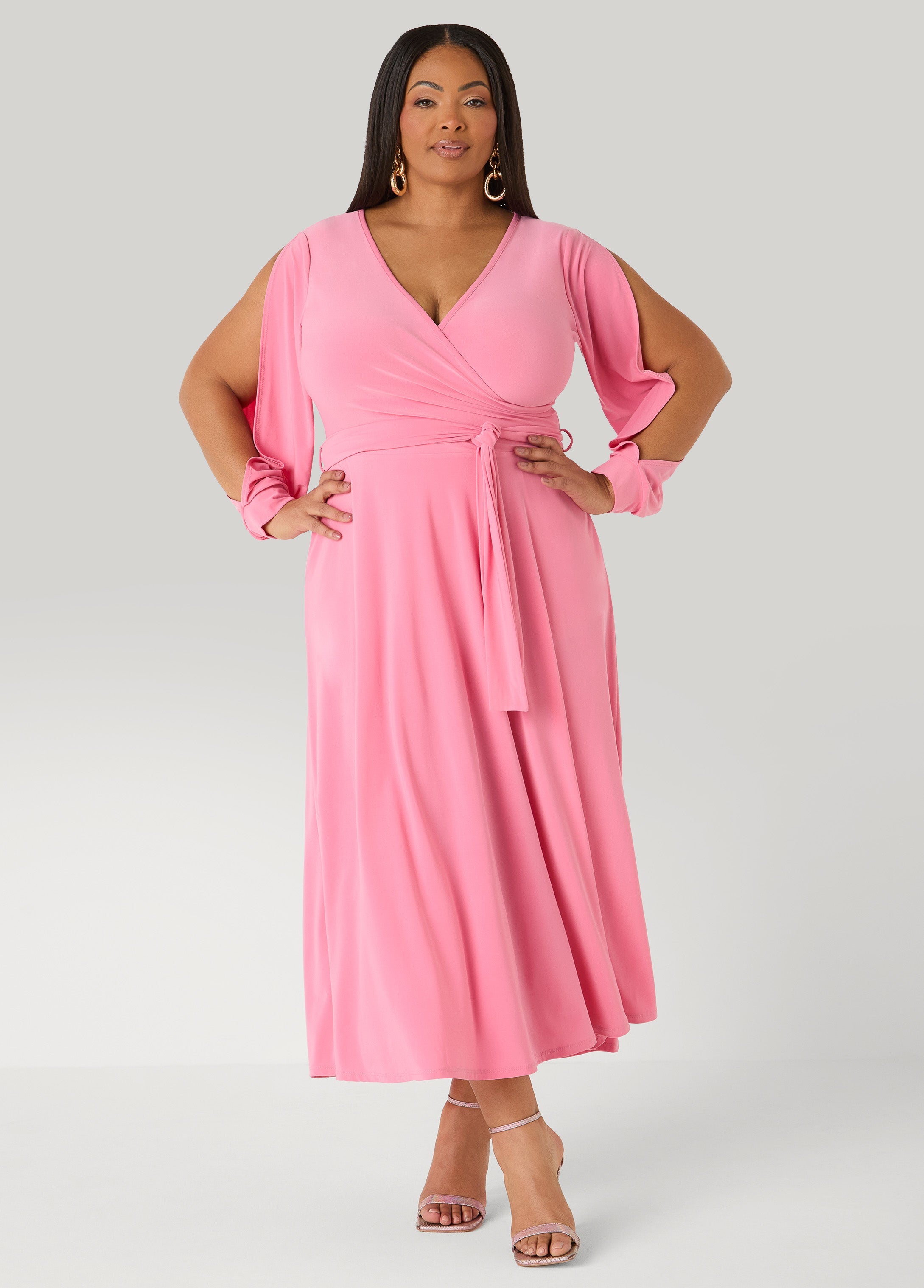 Split Sleeve A Line Maxi Dress Confetti | Ashley Stewart