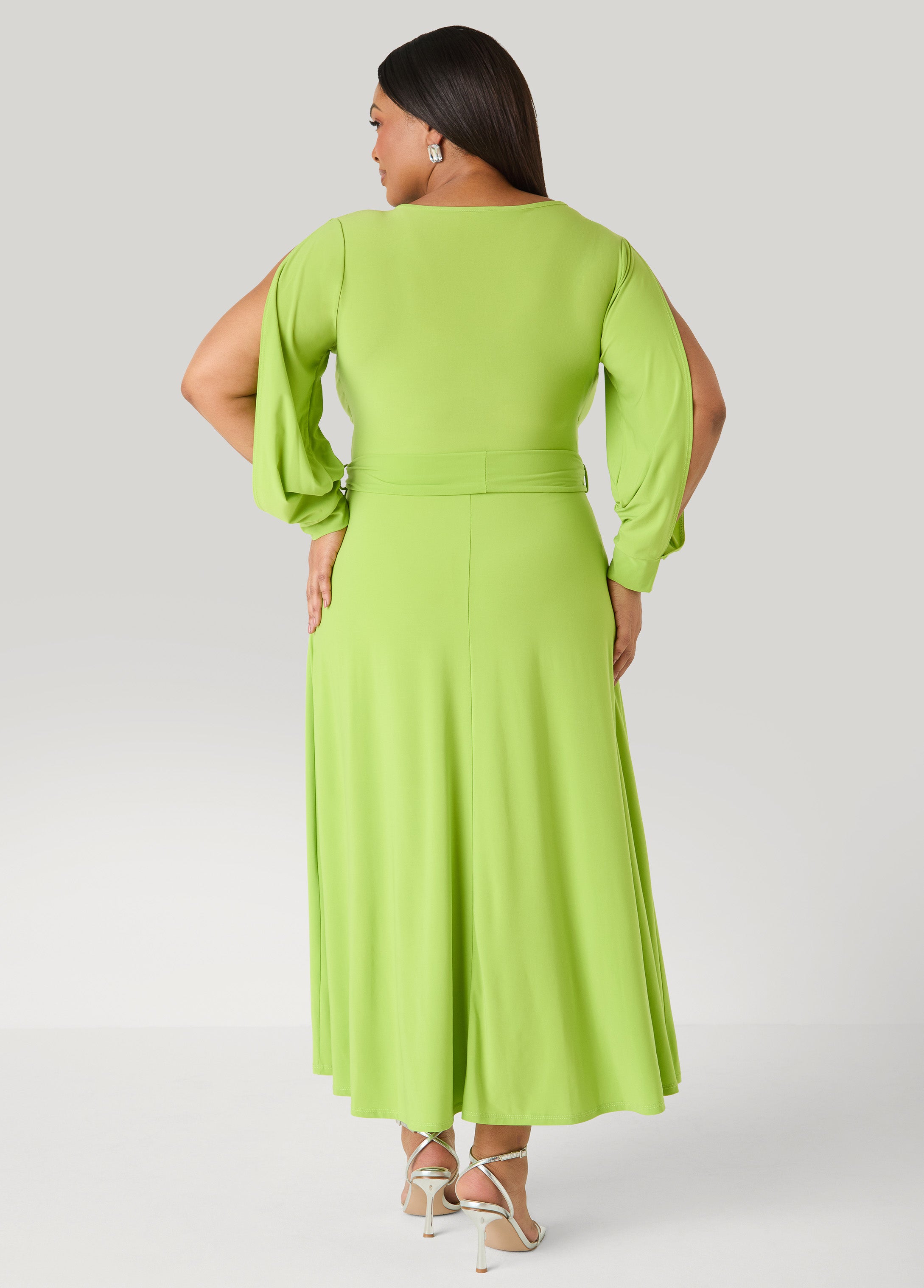 Split Sleeve A Line Maxi Dress Confetti | Ashley Stewart