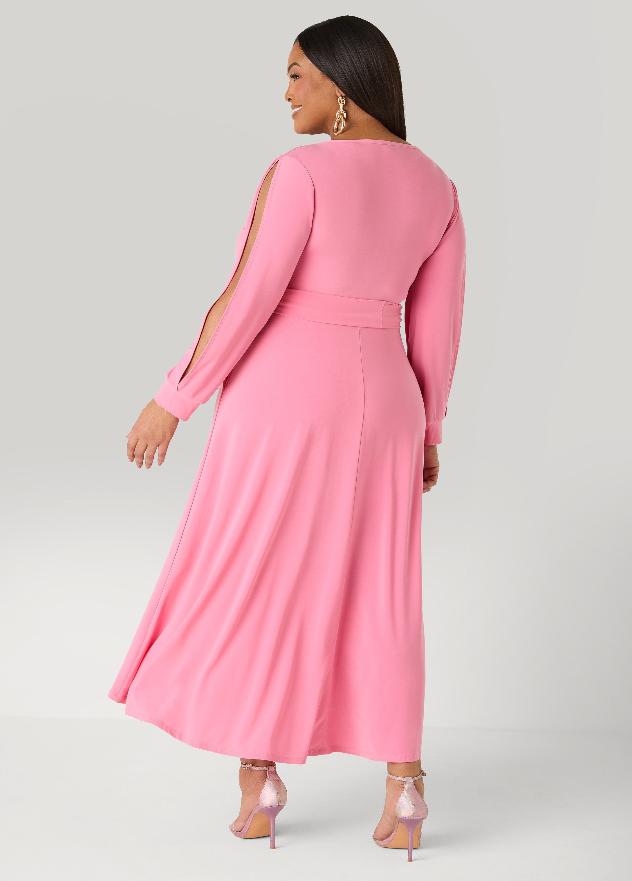Split Sleeve A Line Maxi Dress Confetti | Ashley Stewart