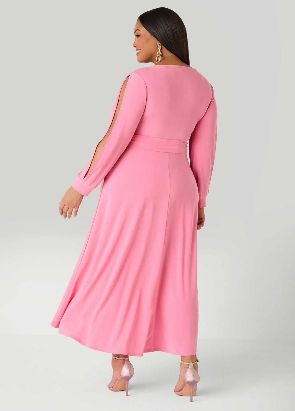Split Sleeve A Line Maxi Dress Confetti | Ashley Stewart