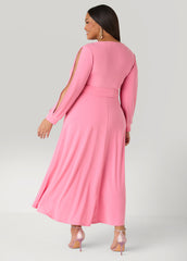 Split Sleeve A Line Maxi Dress Confetti | Ashley Stewart