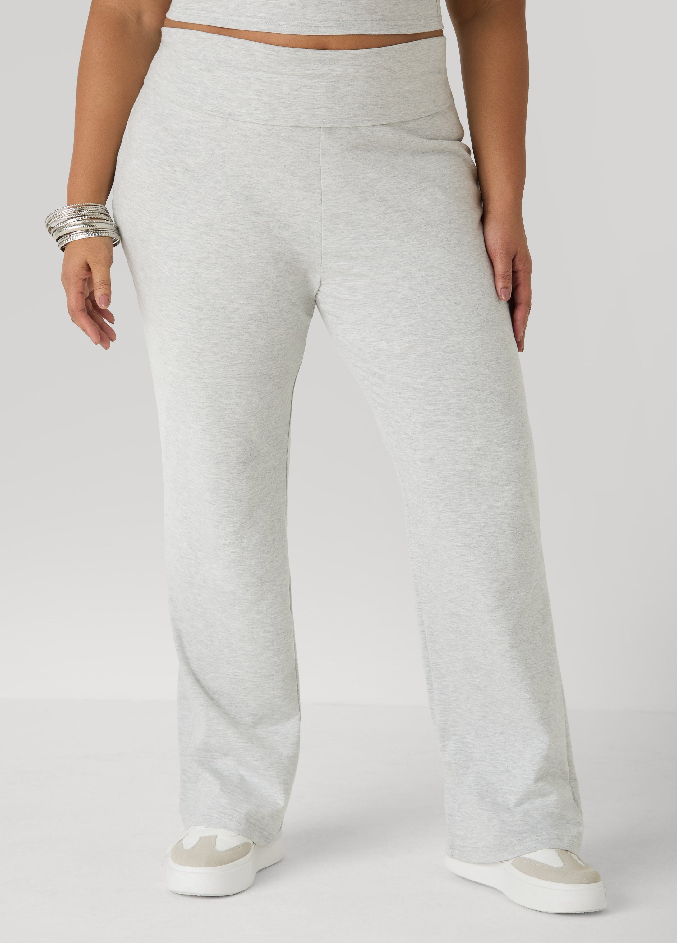 Foldover Straight Leg Pants Peacoat | Ashley Stewart