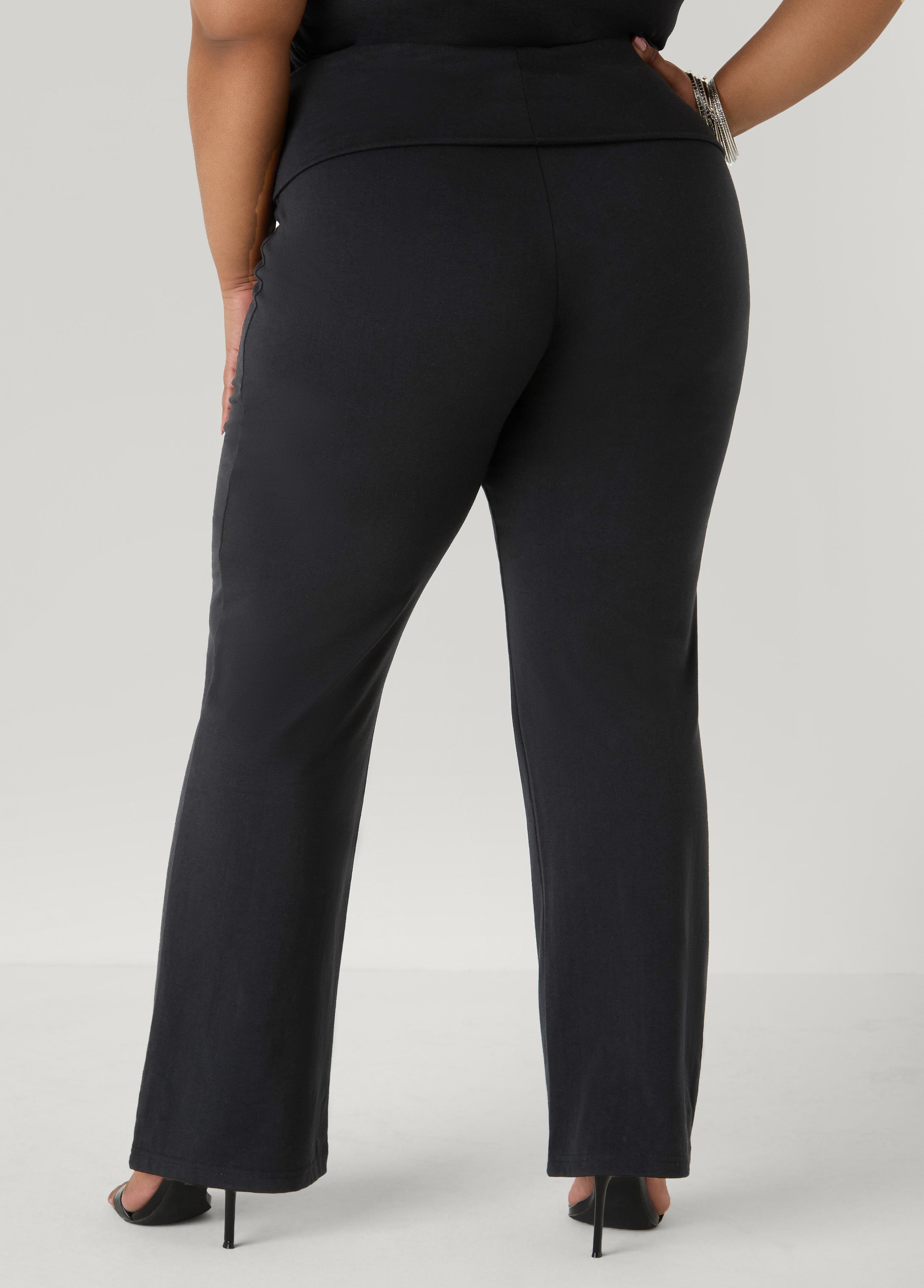 Foldover Straight Leg Pants Peacoat | Ashley Stewart