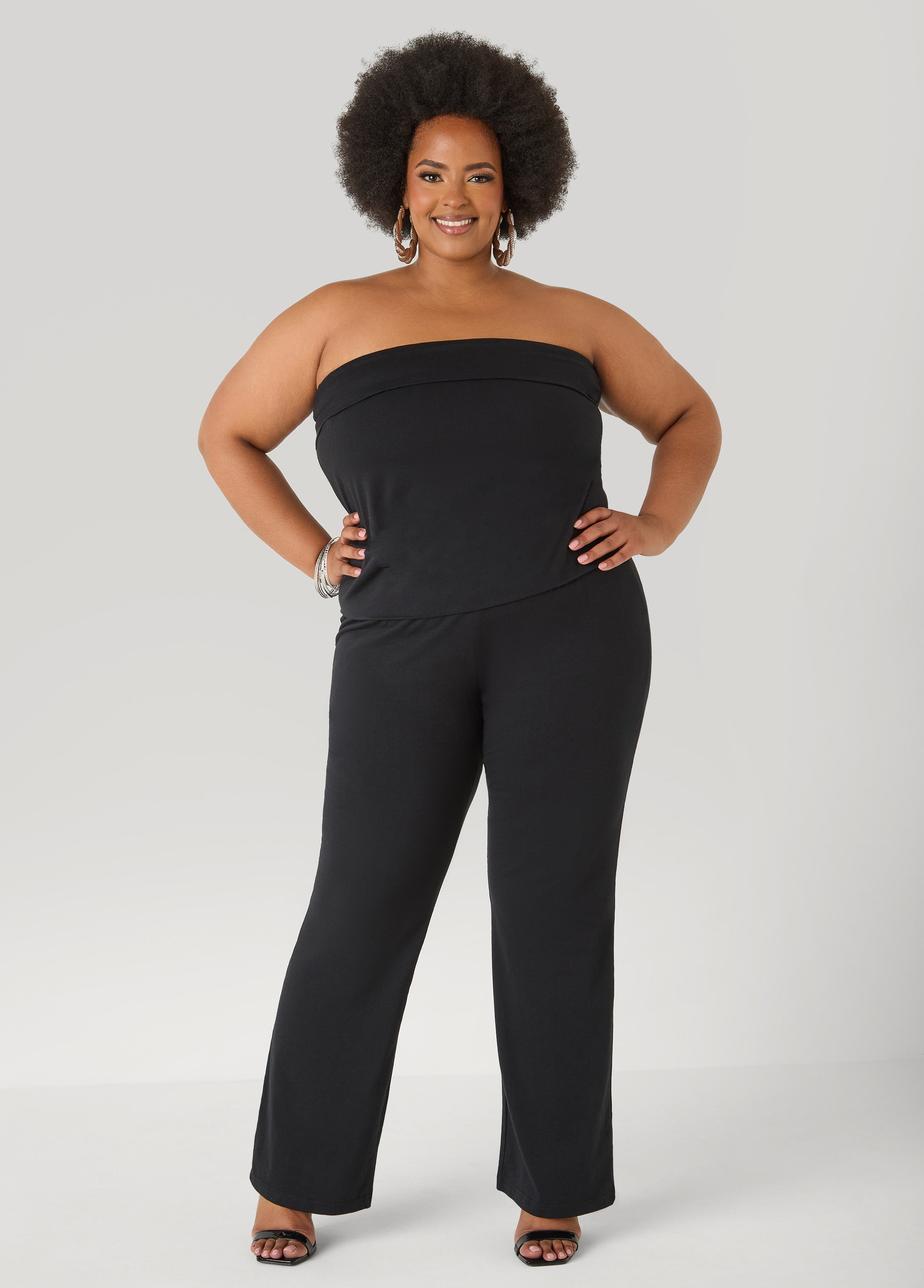 Foldover Straight Leg Pants Peacoat | Ashley Stewart