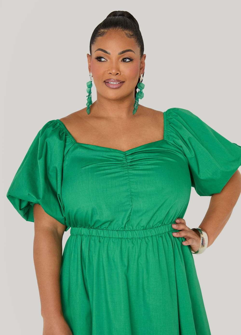 Tall Bubble Sleeved Maxi Dress Black | Ashley Stewart
