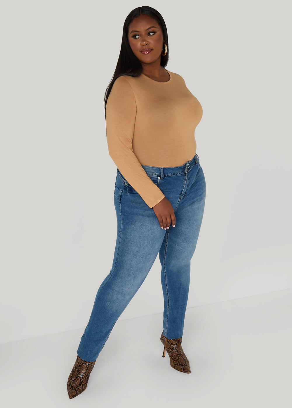 Long Sleeved Jersey Tee Black | Ashley Stewart