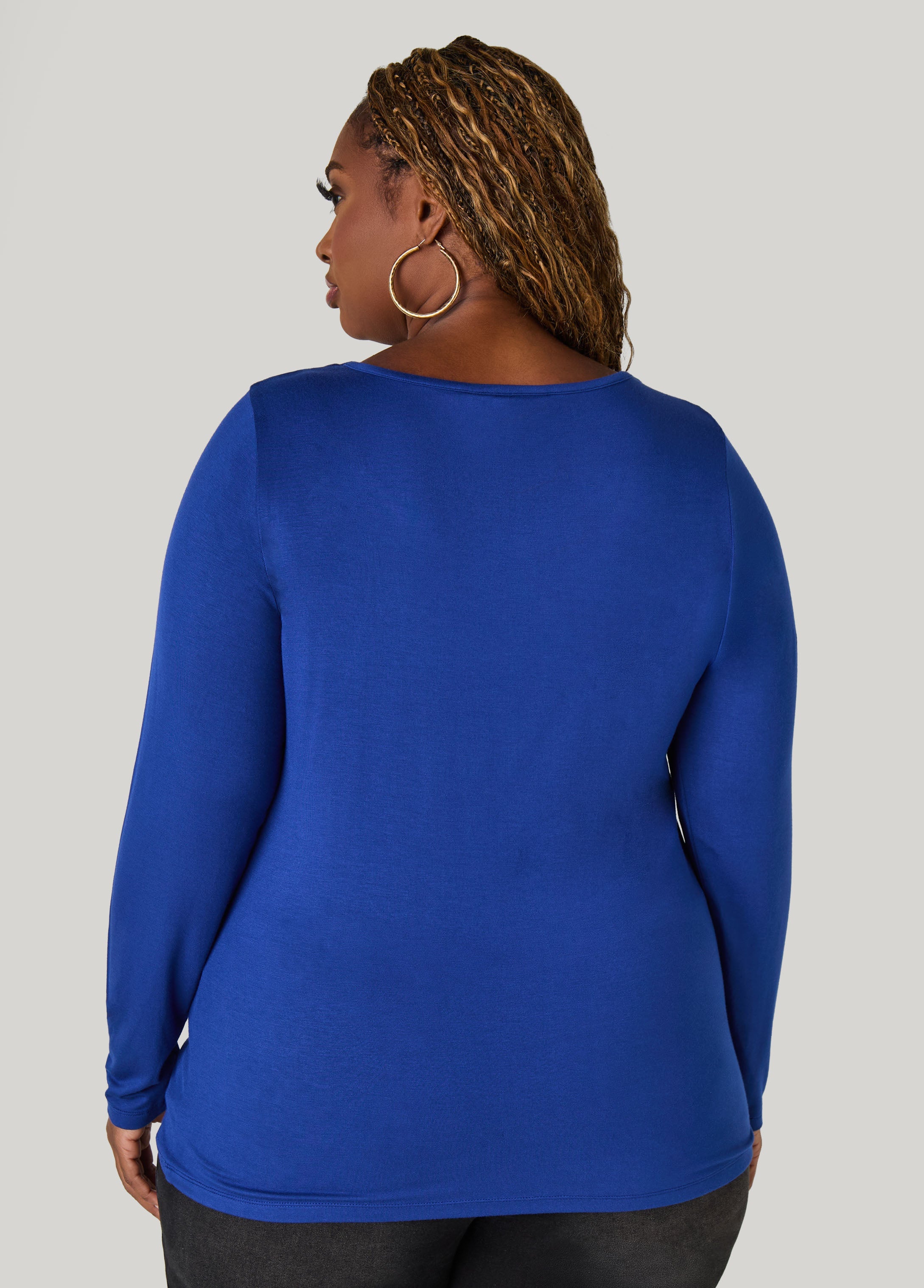 Long Sleeved Jersey Tee Black | Ashley Stewart