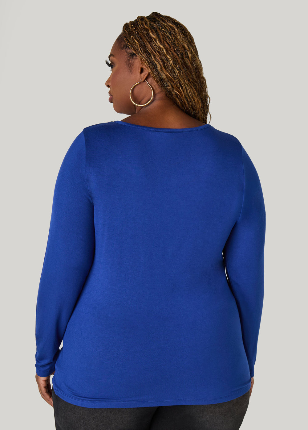 Long Sleeved Jersey Tee Black | Ashley Stewart