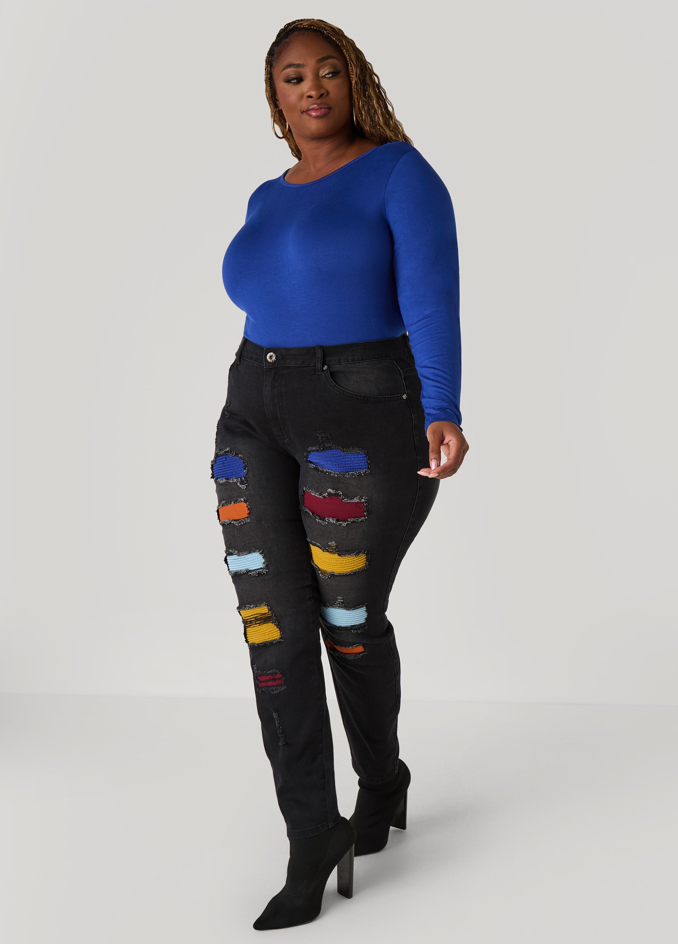 Long Sleeved Jersey Tee Black | Ashley Stewart