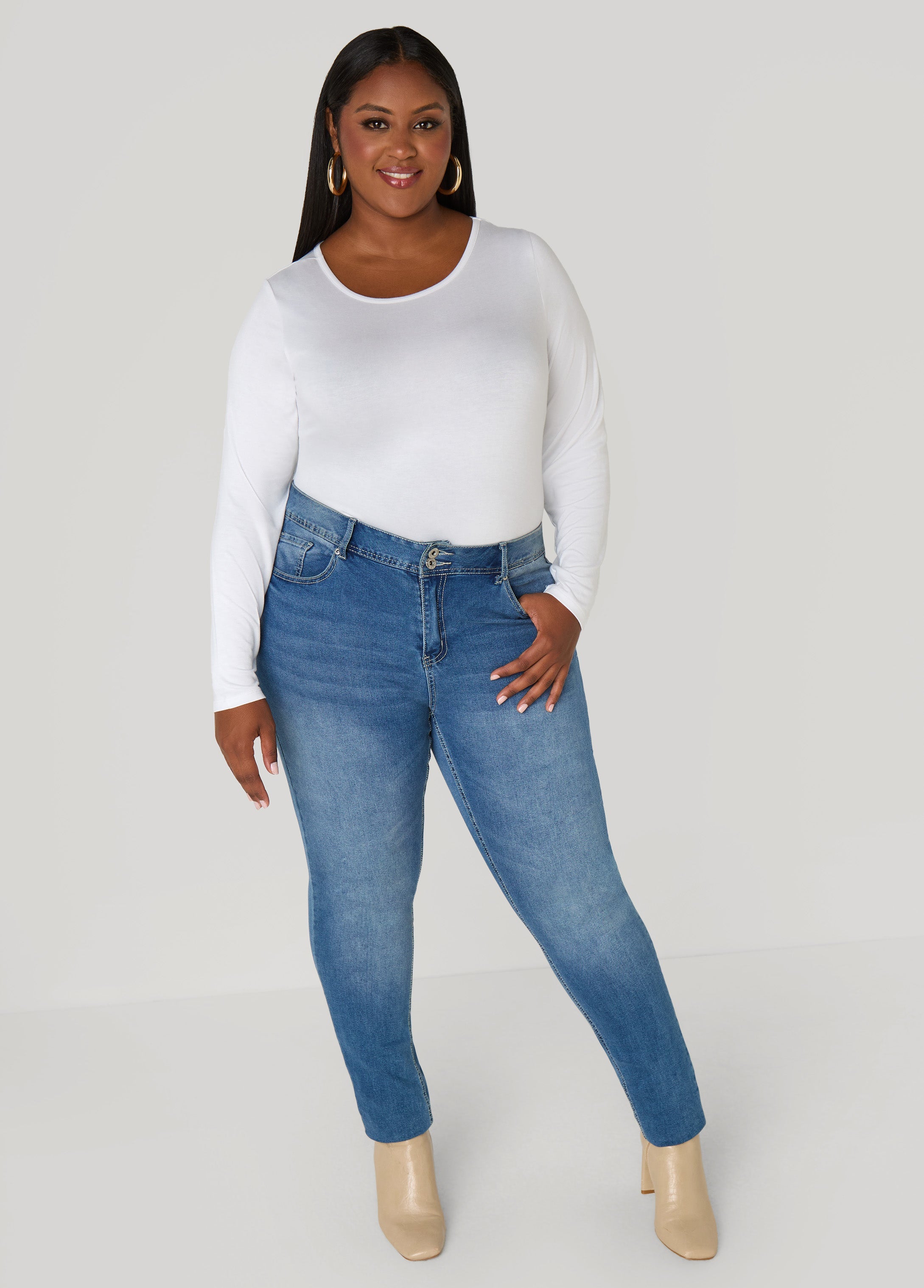 Long Sleeved Jersey Tee Black | Ashley Stewart