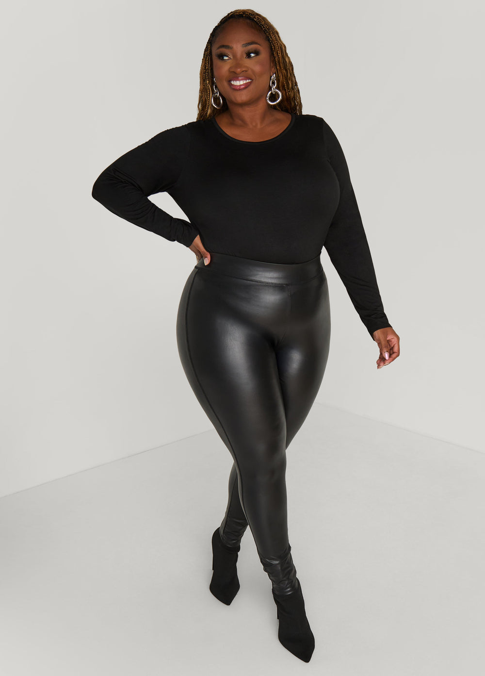 Long Sleeved Jersey Tee Black | Ashley Stewart