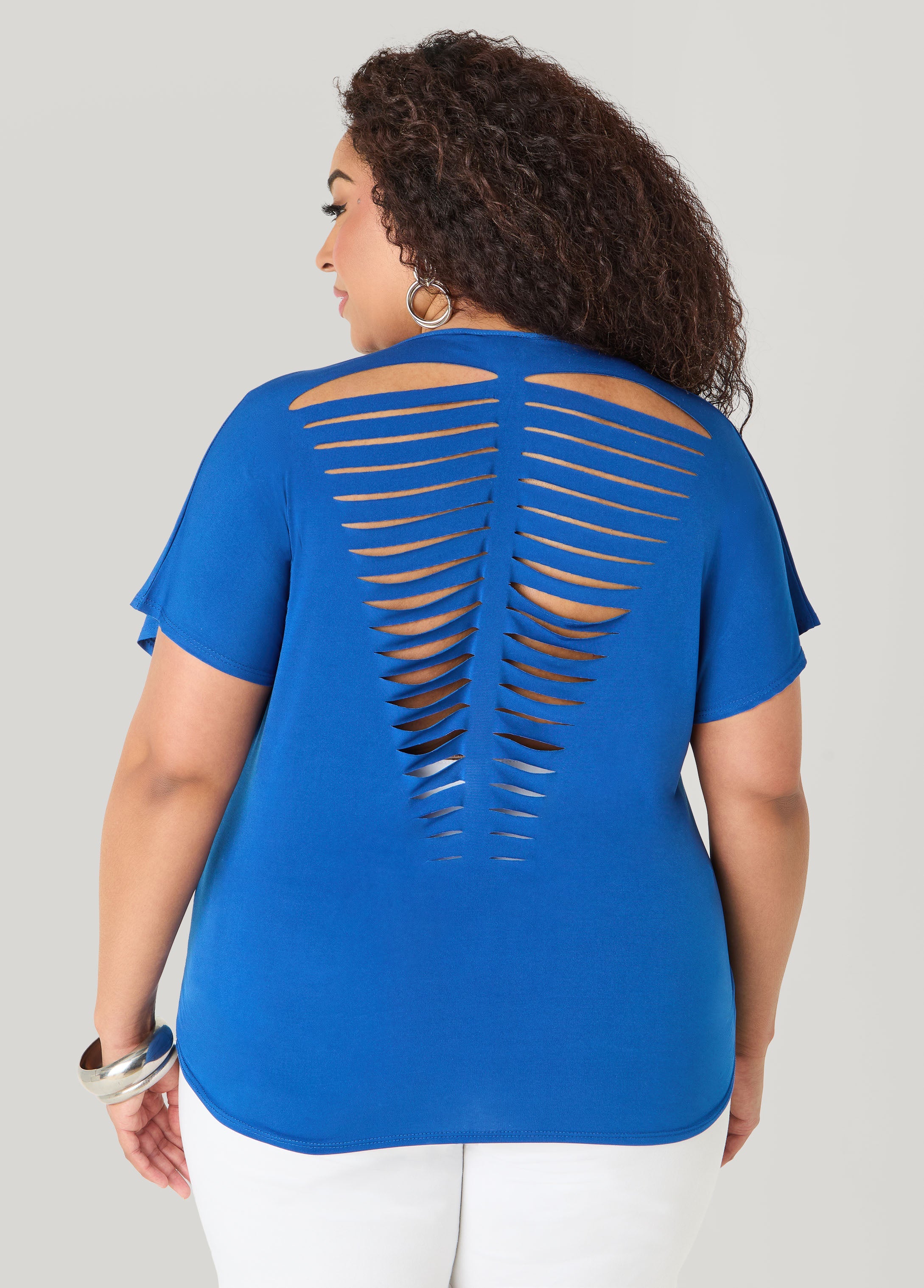 Laser Cut Top White | Ashley Stewart