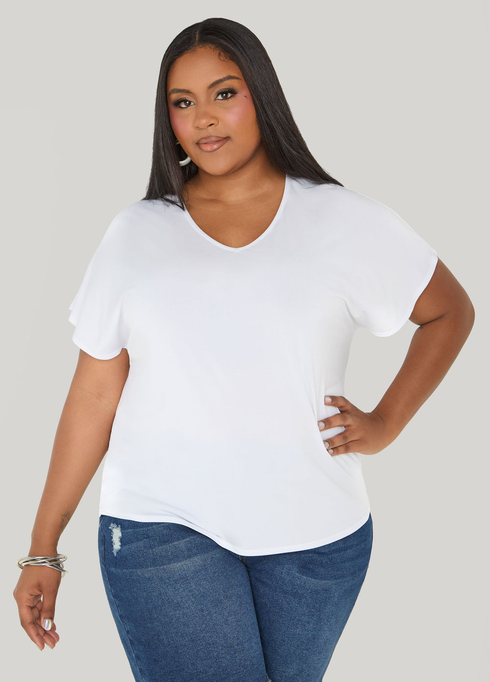 Laser Cut Top White | Ashley Stewart