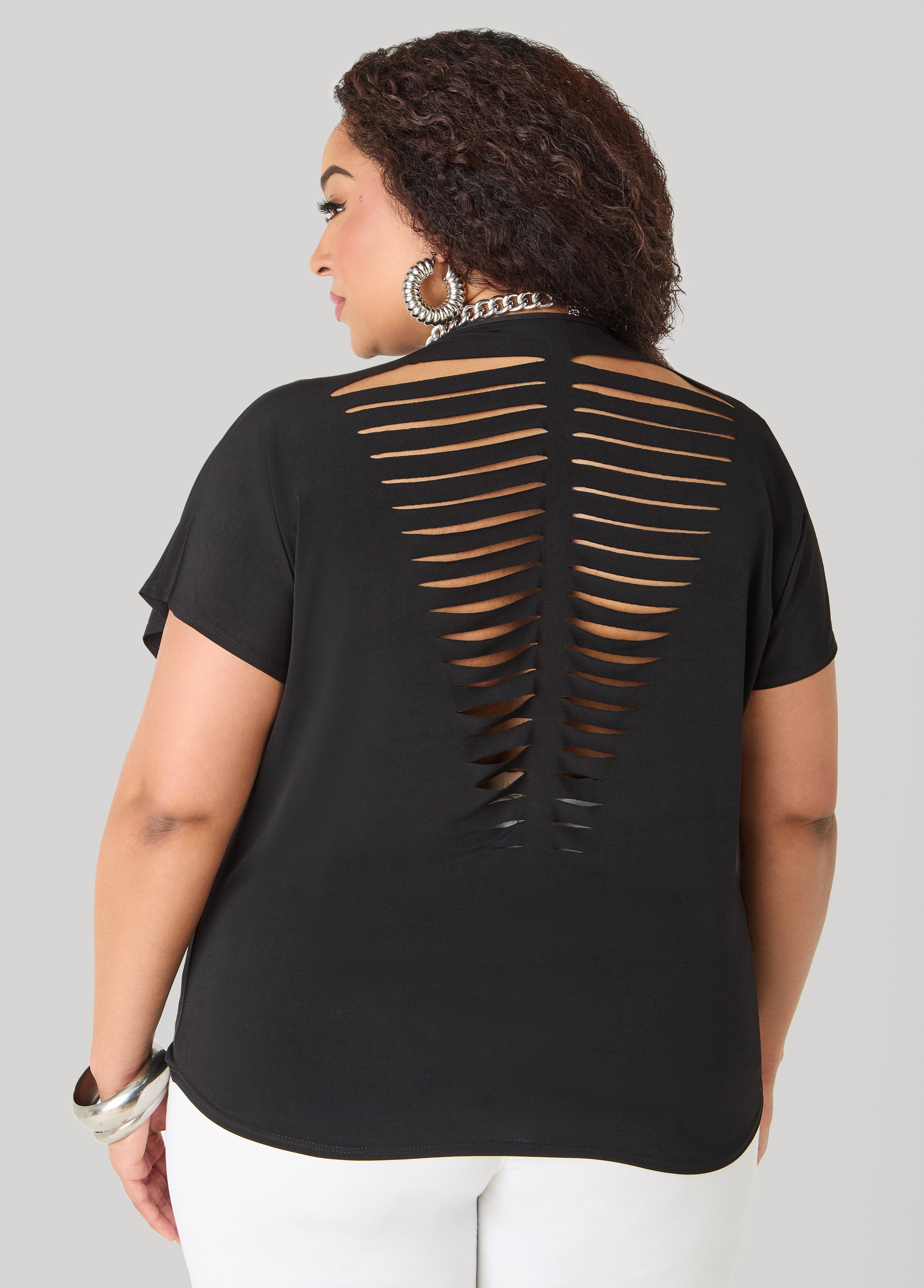 Laser Cut Top White | Ashley Stewart