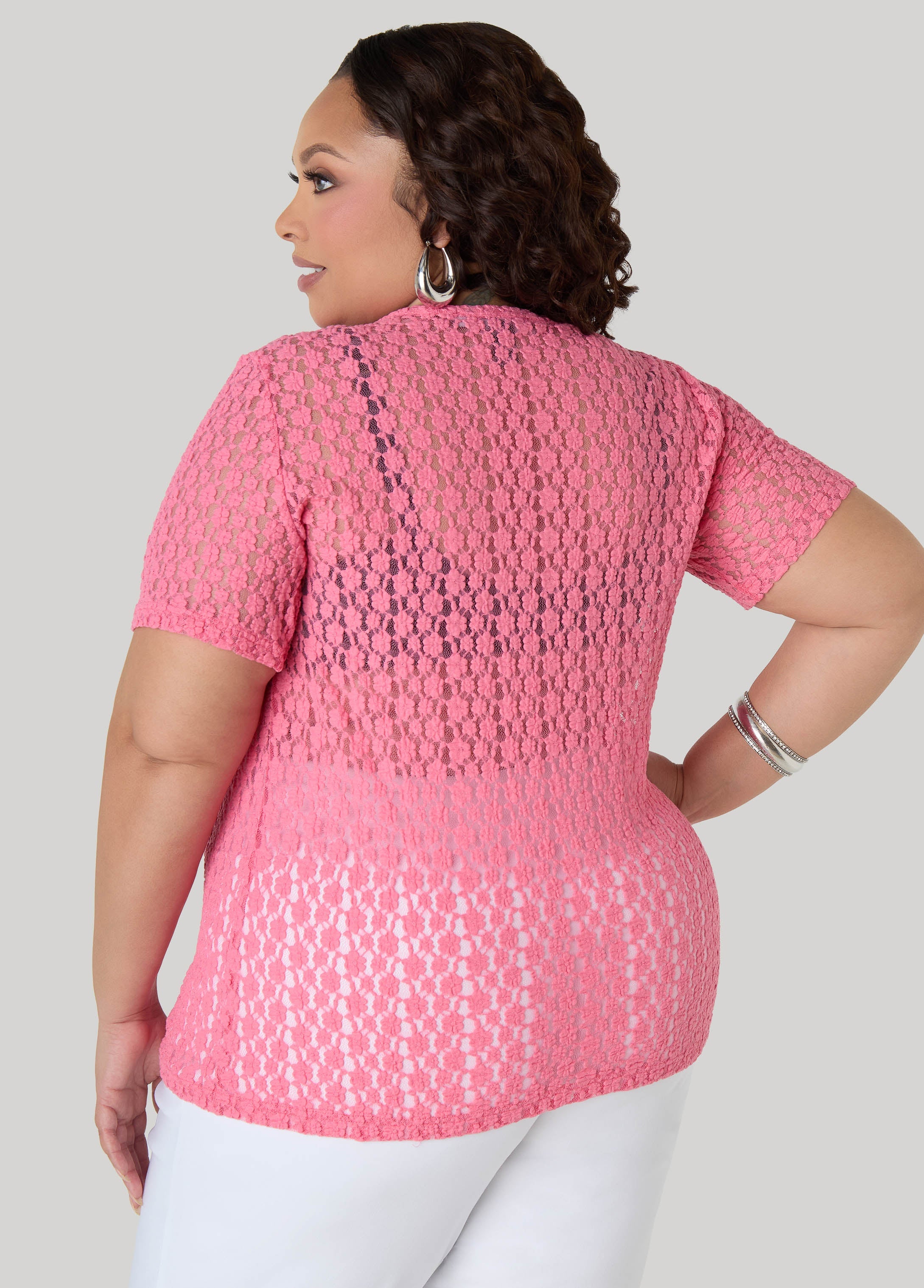 Floral Mesh Tee Confetti | Ashley Stewart
