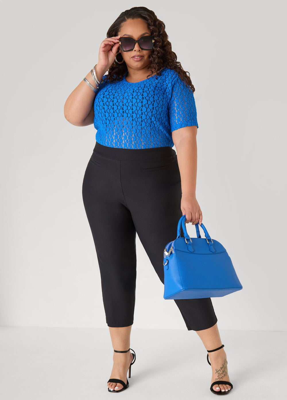 Floral Mesh Tee Confetti | Ashley Stewart