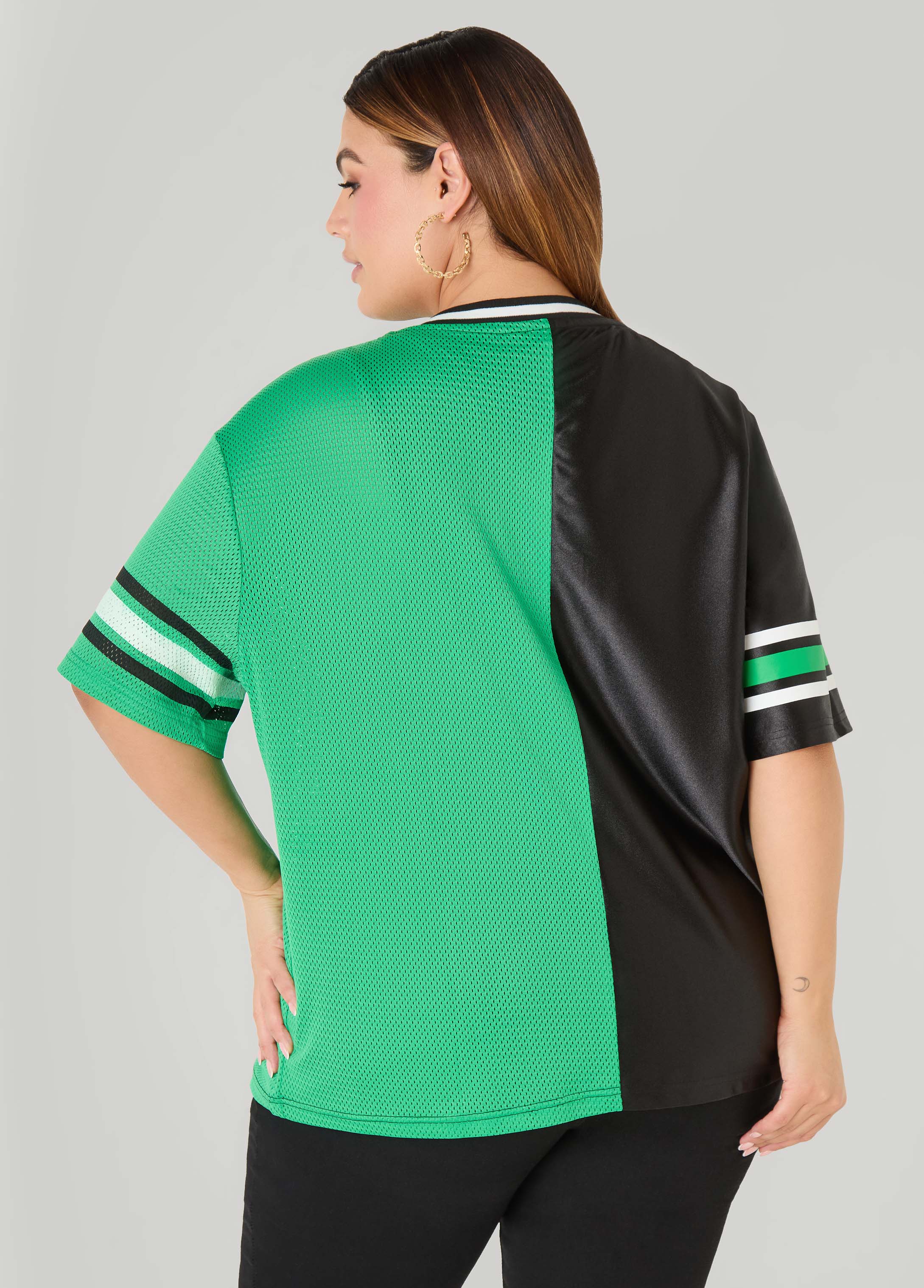 Drama Team Two Tone Jersey Black Combo | Ashley Stewart