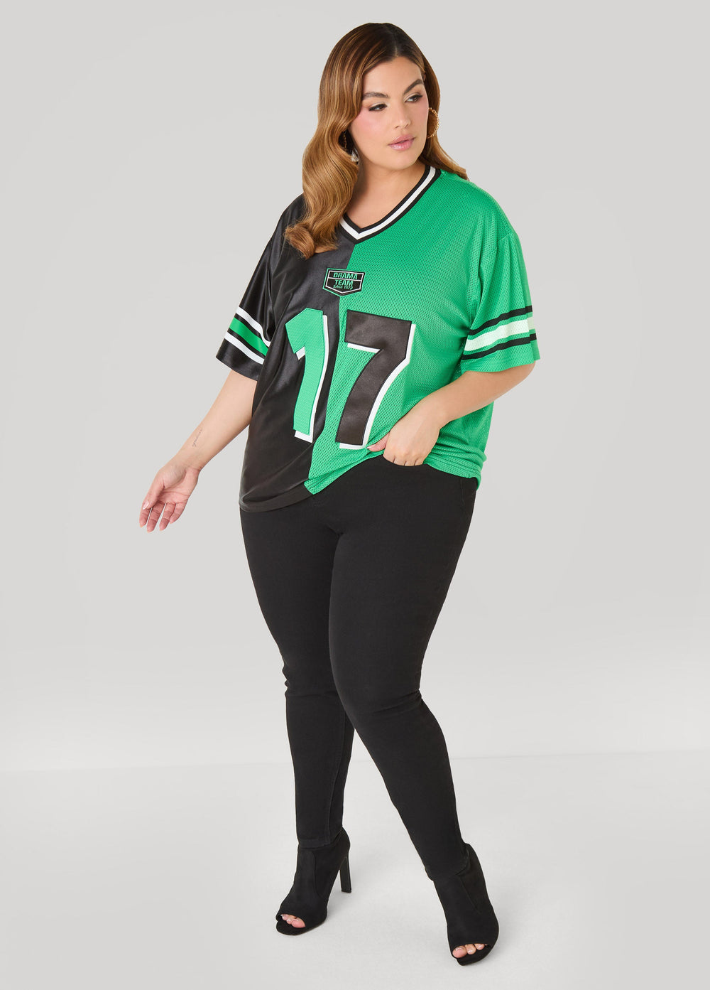 Drama Team Two Tone Jersey Black Combo | Ashley Stewart