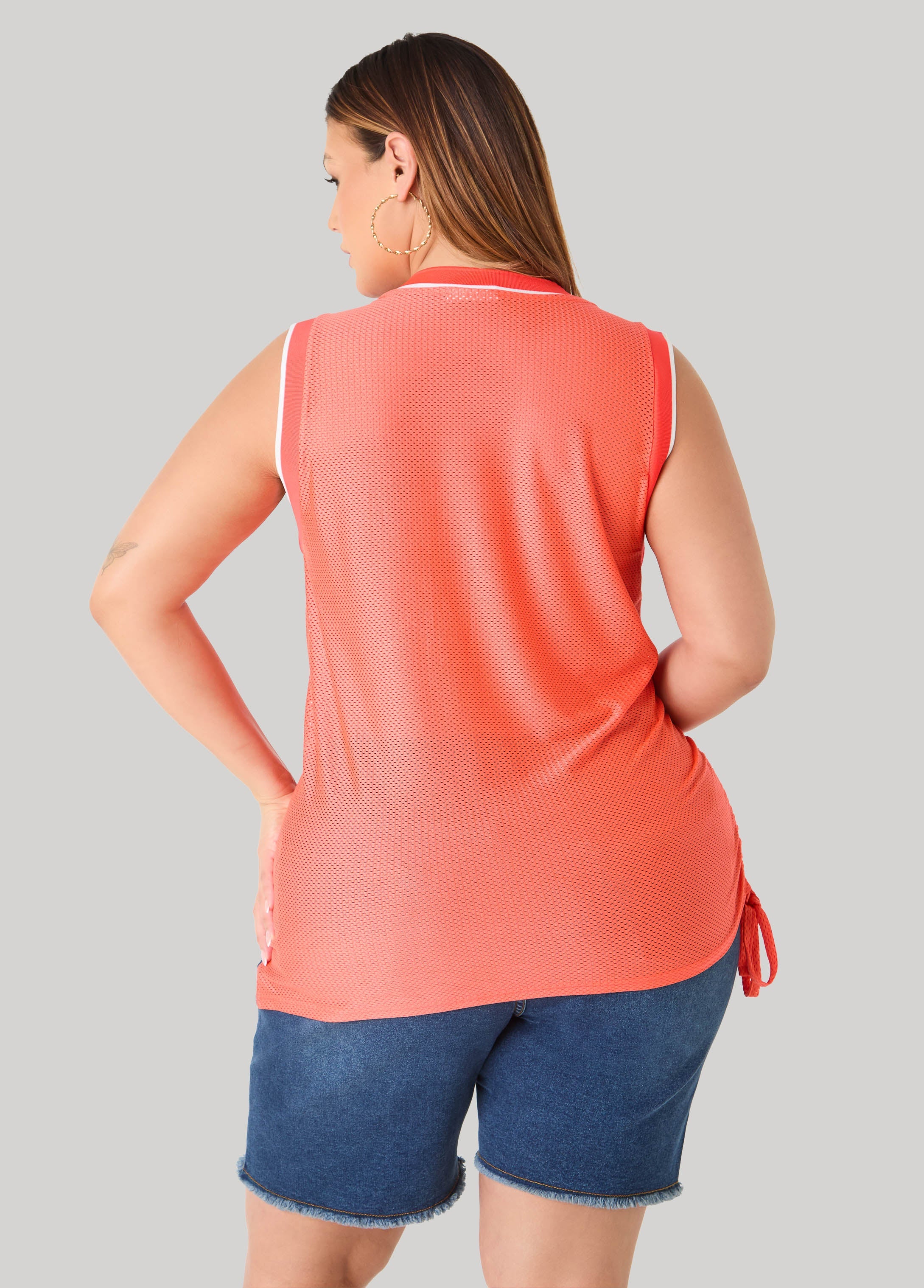 Drawstring Basketball Jersey Orange | Ashley Stewart