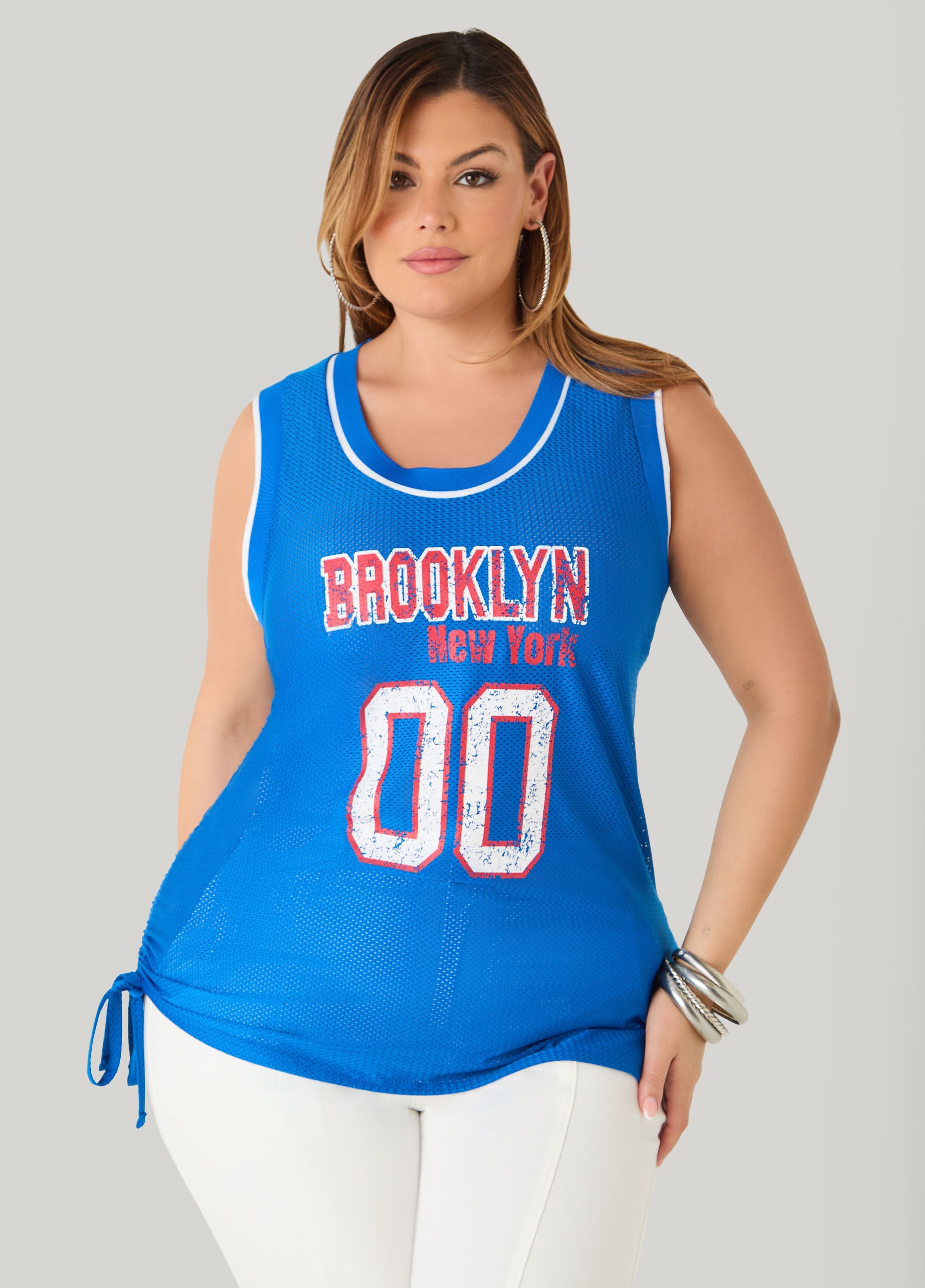 Drawstring Basketball Jersey Orange | Ashley Stewart
