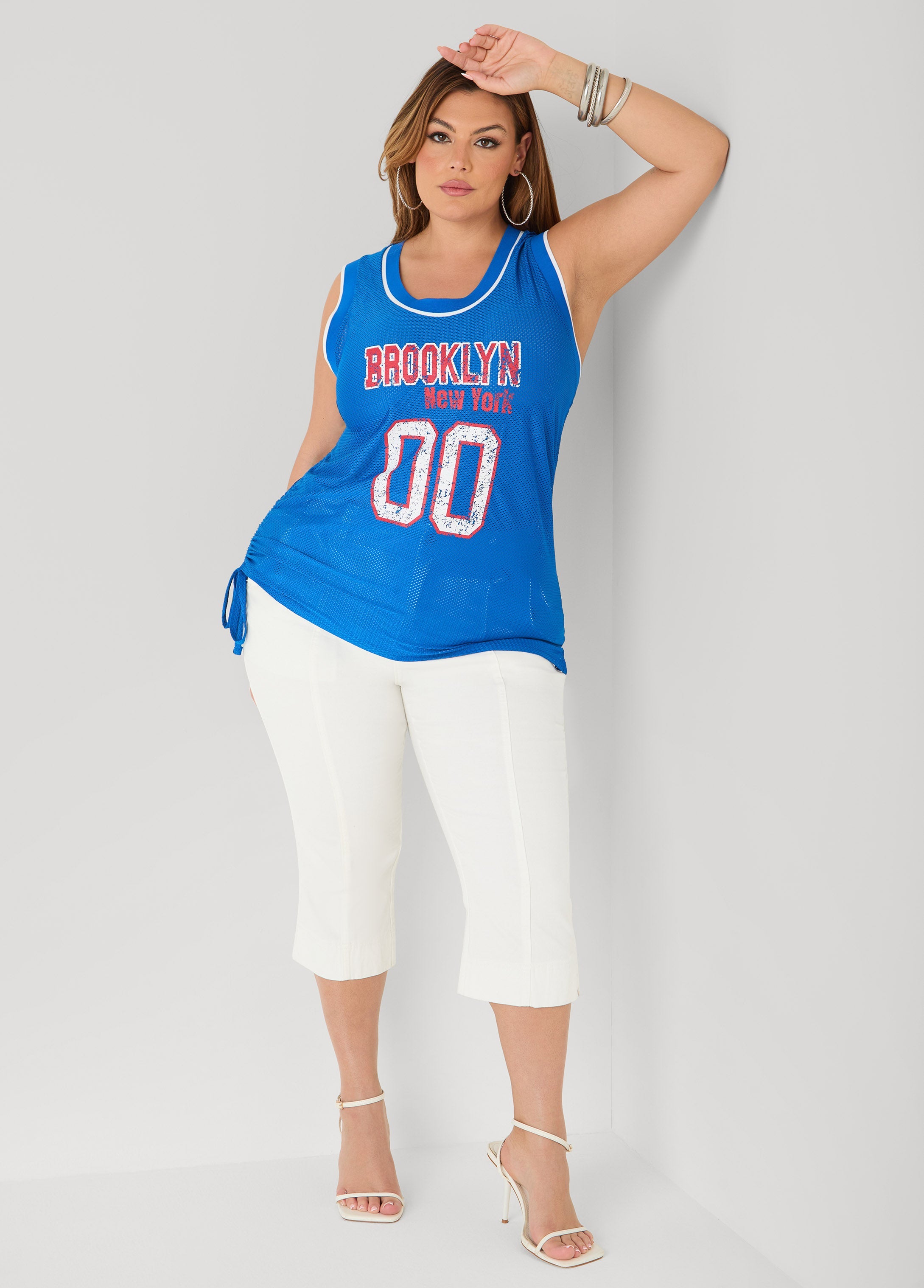 Drawstring Basketball Jersey Orange | Ashley Stewart