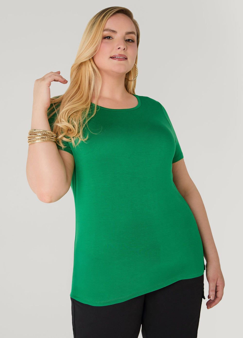 The Basic Crewneck Tee Macaw Green | Ashley Stewart