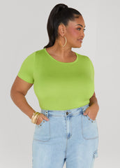 The Basic Crewneck Tee Macaw Green | Ashley Stewart