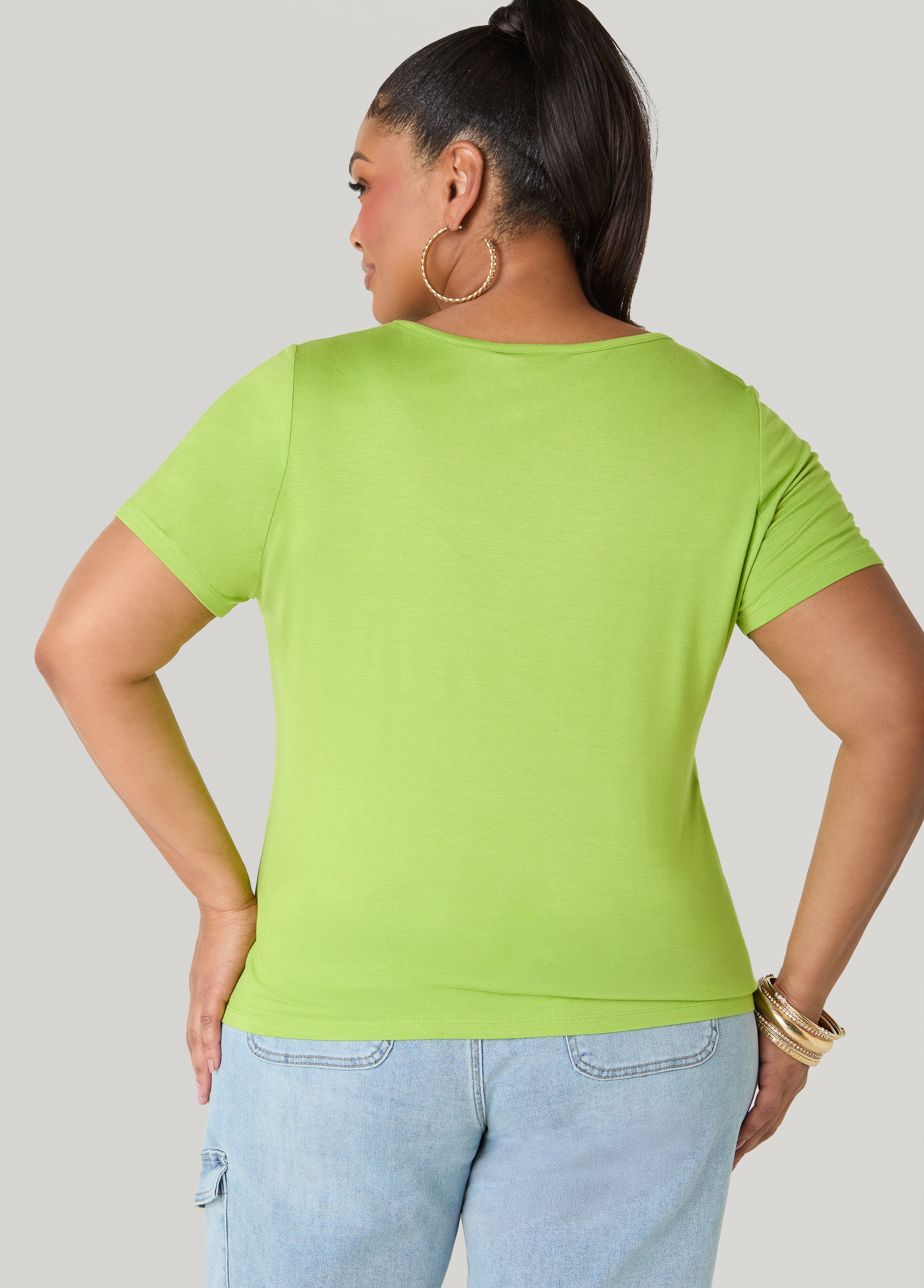 The Basic Crewneck Tee Macaw Green | Ashley Stewart
