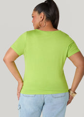 The Basic Crewneck Tee Macaw Green | Ashley Stewart
