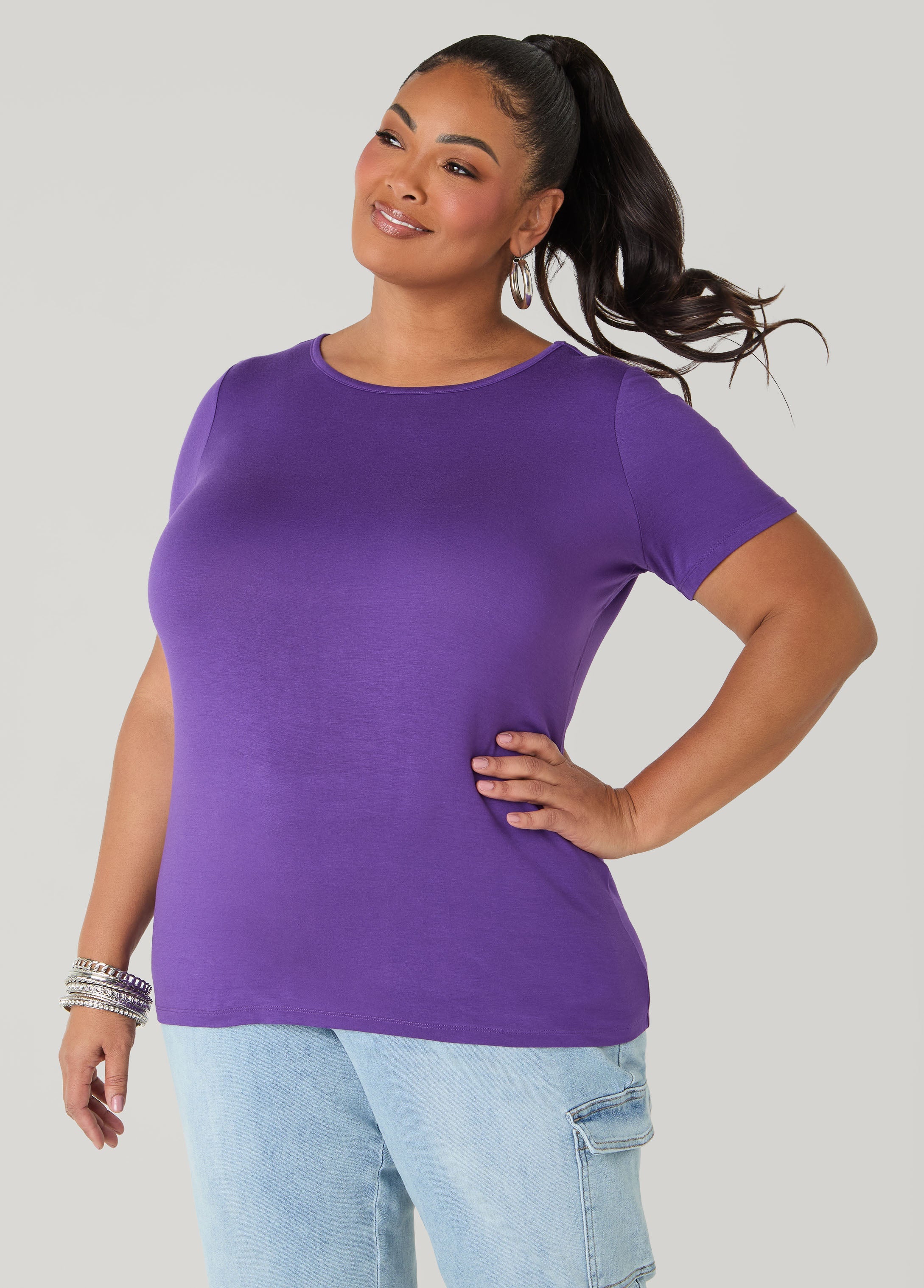 The Basic Crewneck Tee Macaw Green | Ashley Stewart