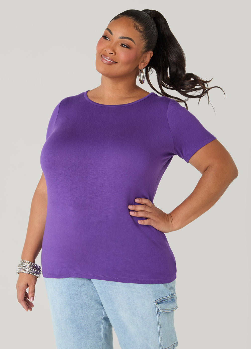 The Basic Crewneck Tee Macaw Green | Ashley Stewart