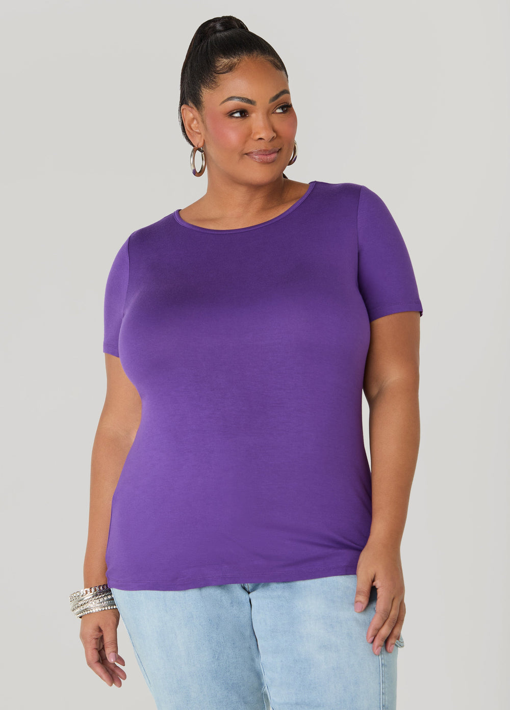 The Basic Crewneck Tee Macaw Green | Ashley Stewart