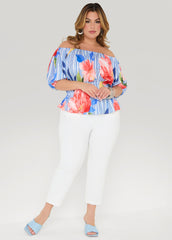 Off The Shoulder Floral Top Multi | Ashley Stewart