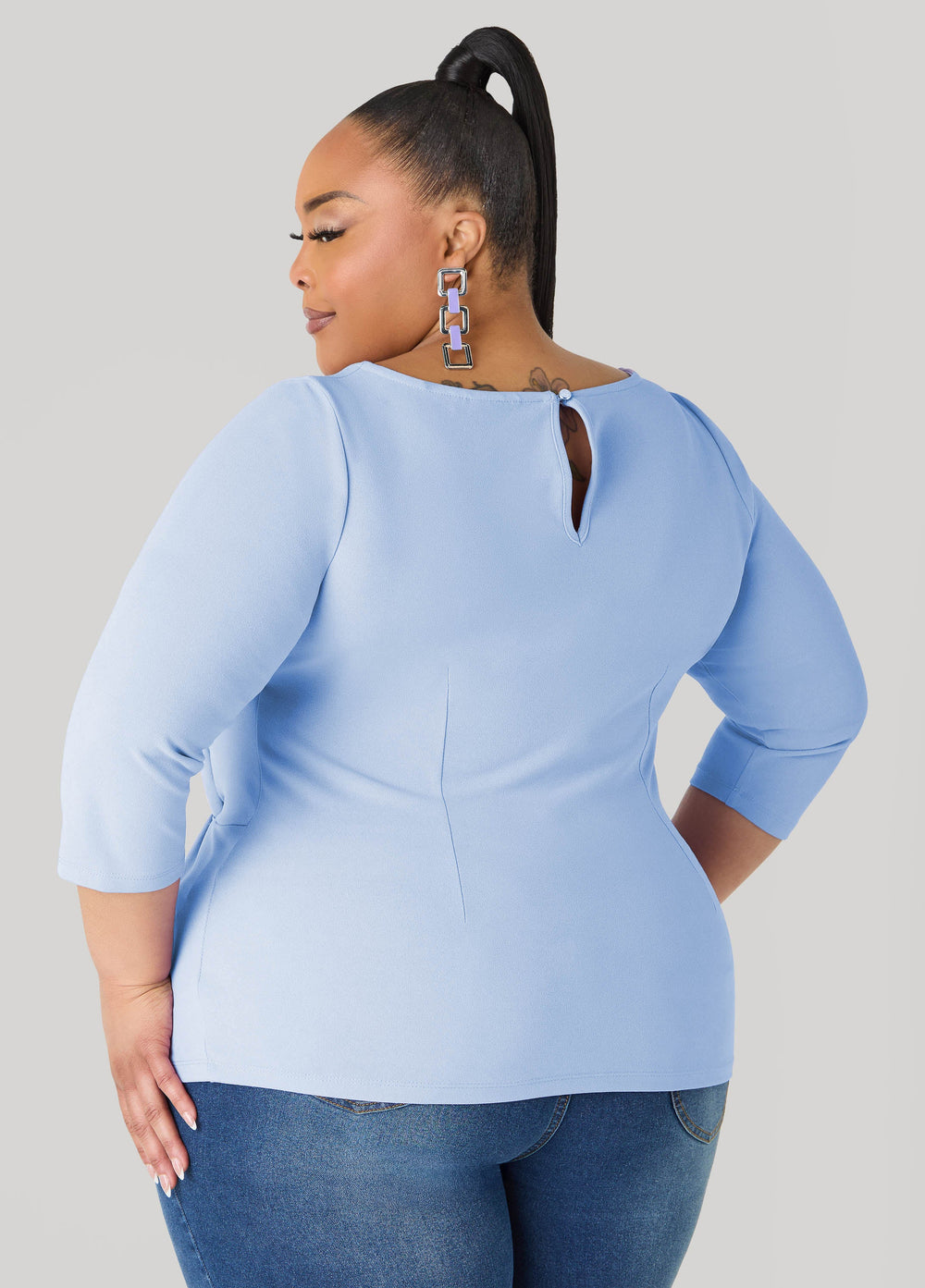 Knotted Boat Neck Top Black | Ashley Stewart