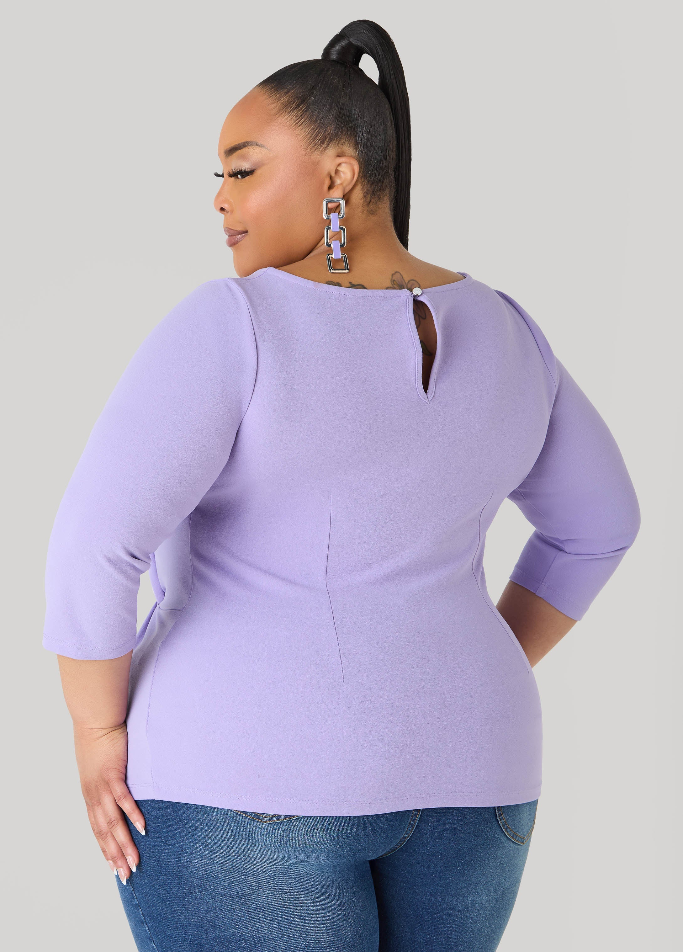 Knotted Boat Neck Top Black | Ashley Stewart