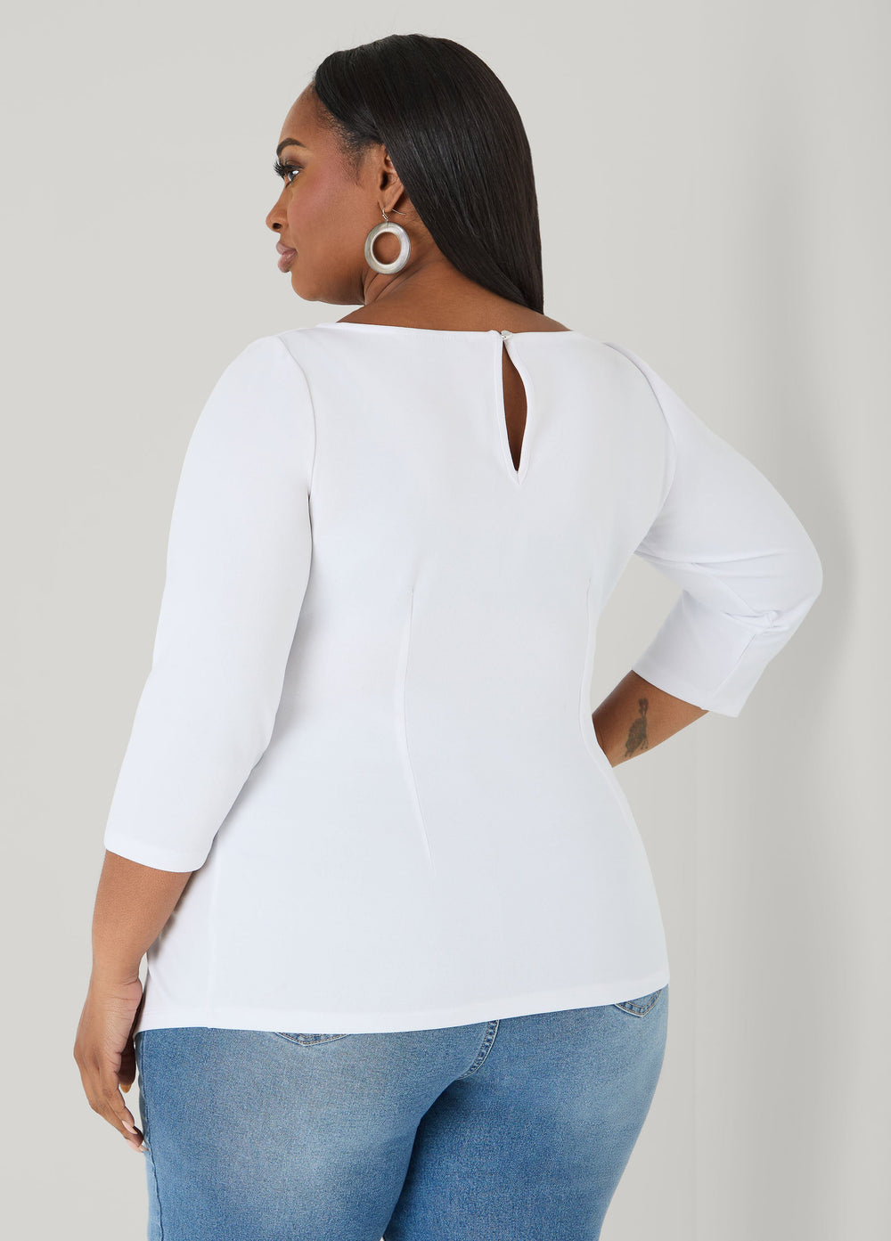 Knotted Boat Neck Top Black | Ashley Stewart