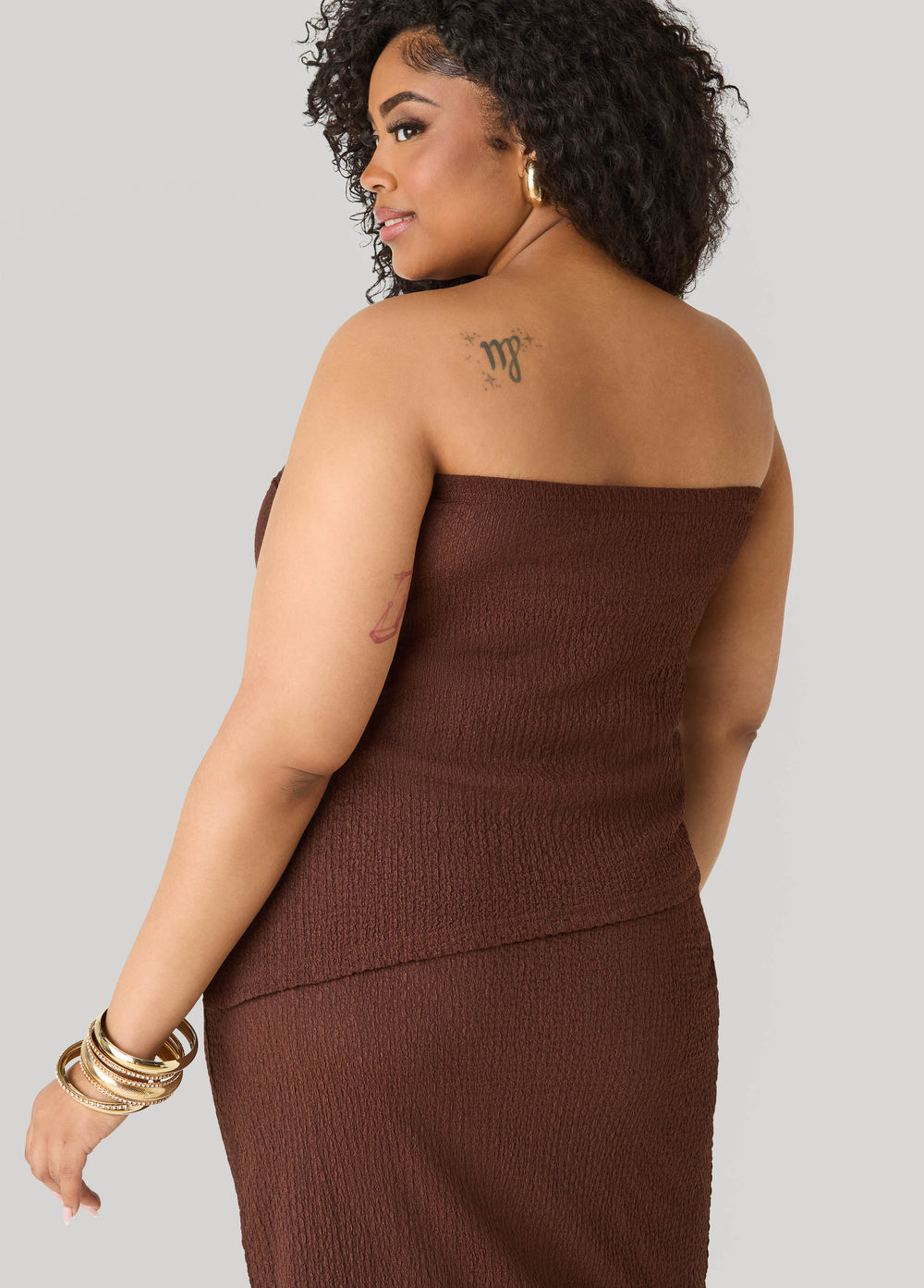 Textured Asymmetric Tube Top Calypso Coral | Ashley Stewart