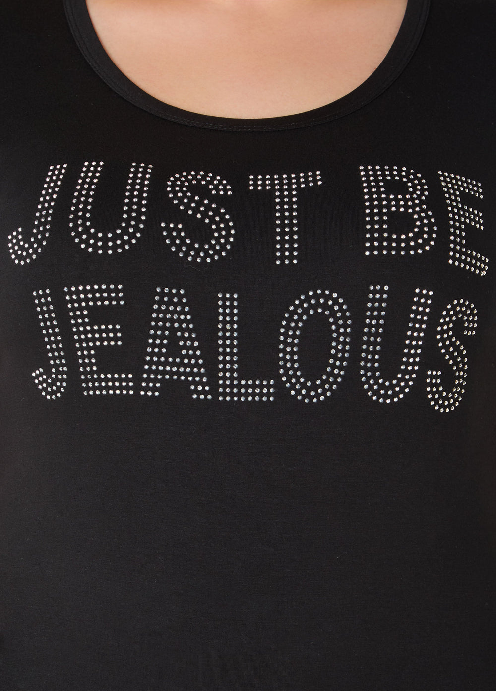 Just Be Jealous Crystal Tee Black | Ashley Stewart