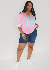 Miami Lace Trimmed Jersey Pink | Ashley Stewart