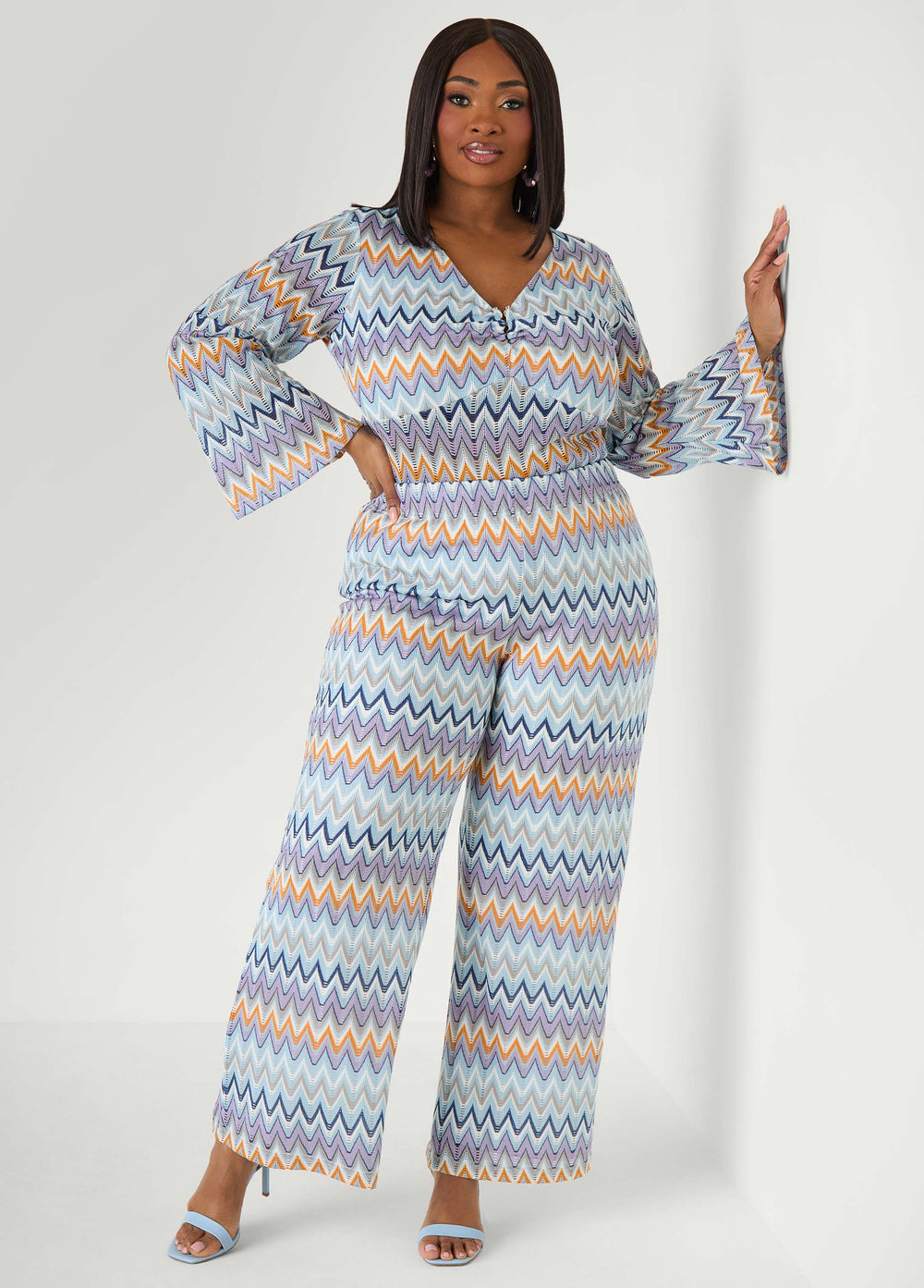 U Ring Chevron Knit Top Multi | Ashley Stewart