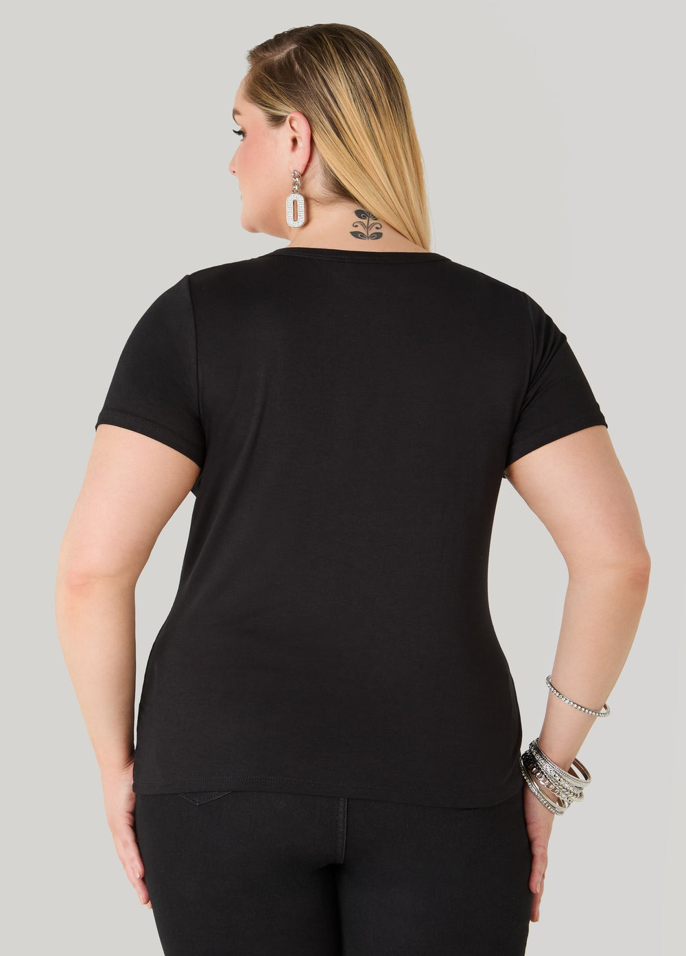 Divas Dont Do Drama Crystal Tee Black | Ashley Stewart