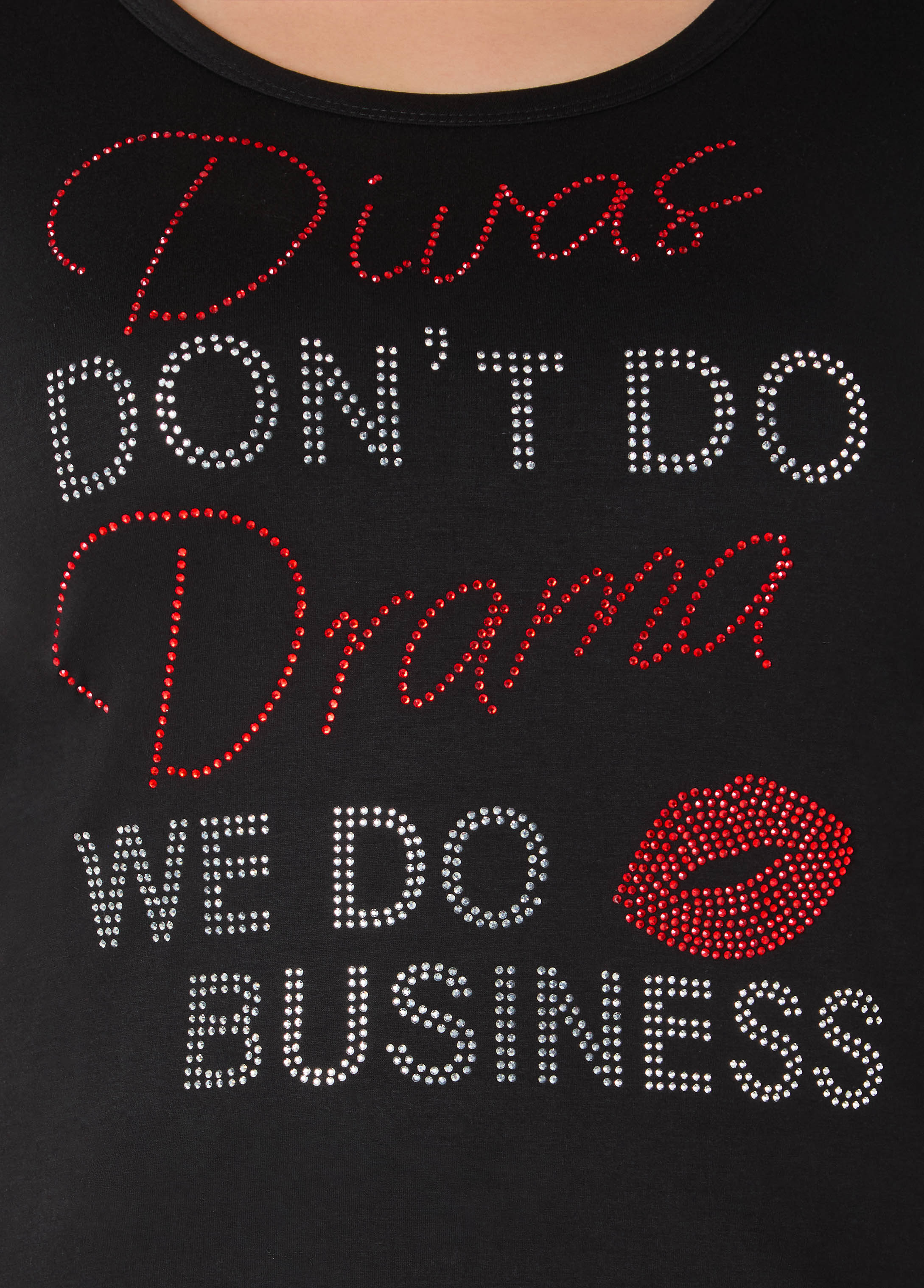 Divas Dont Do Drama Crystal Tee Black | Ashley Stewart