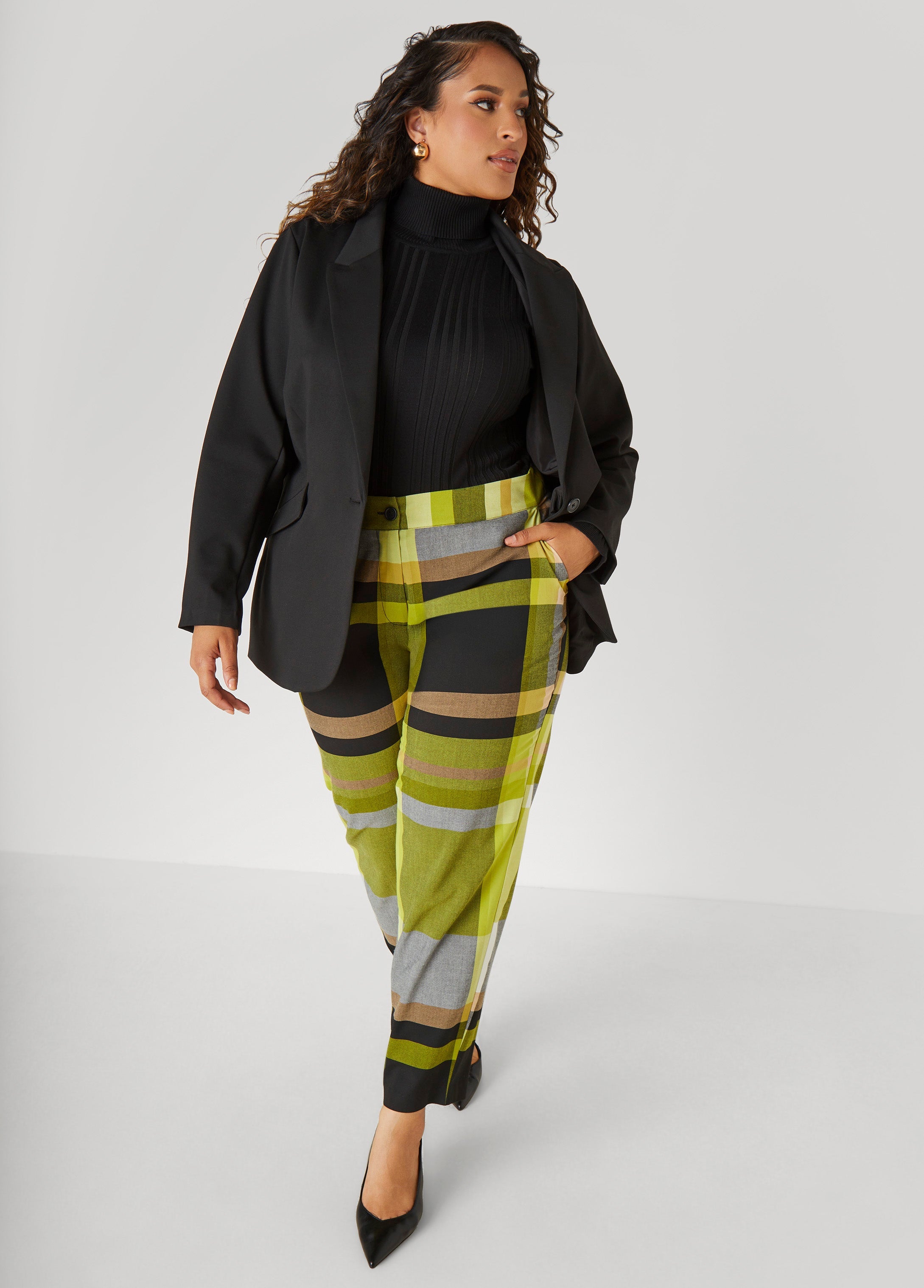Turtleneck Ribbed Knit Sweater White | Ashley Stewart