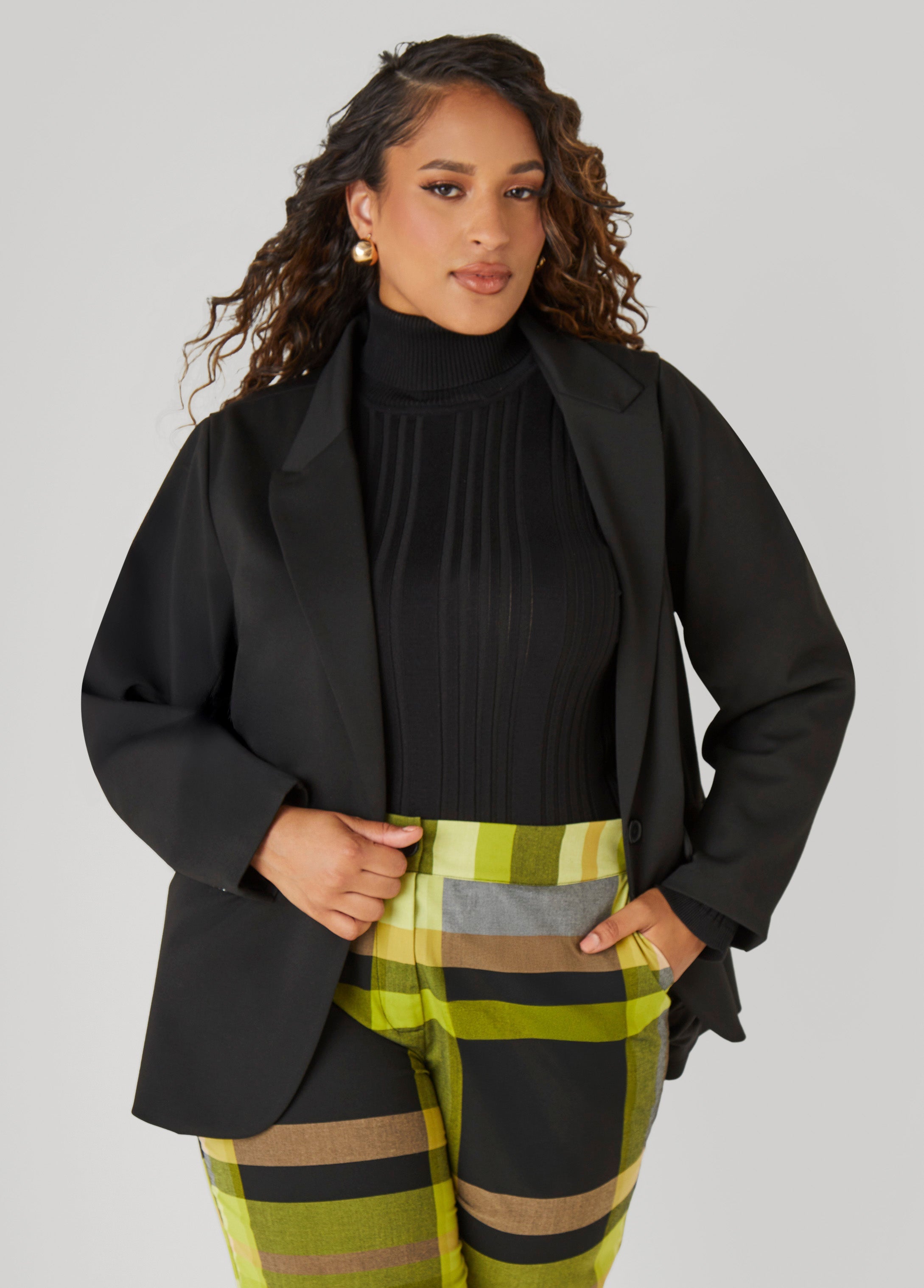 Turtleneck Ribbed Knit Sweater White | Ashley Stewart