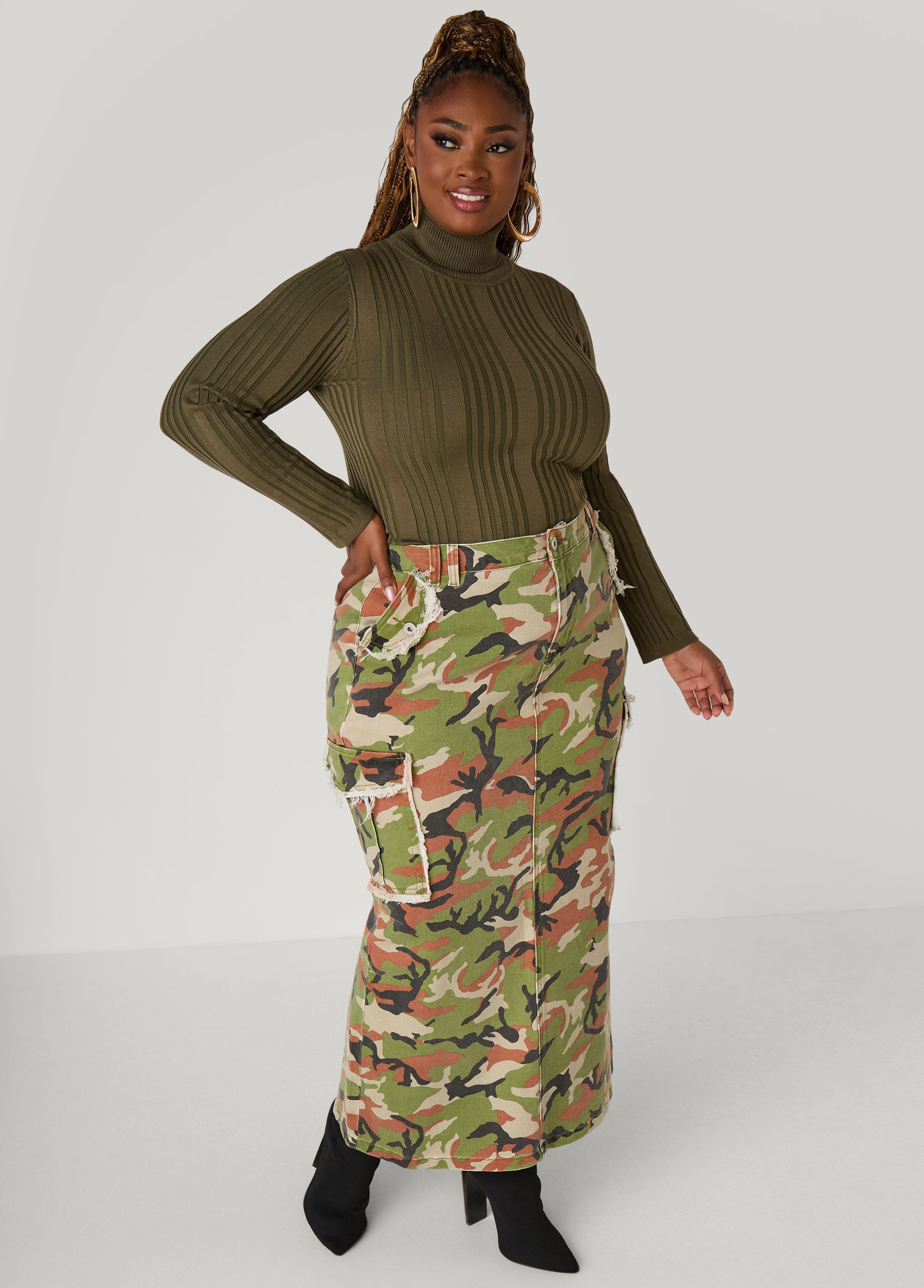 Turtleneck Ribbed Knit Sweater White | Ashley Stewart