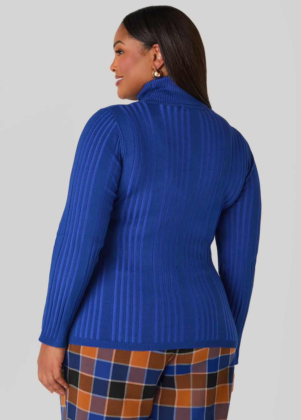 Turtleneck Ribbed Knit Sweater White | Ashley Stewart