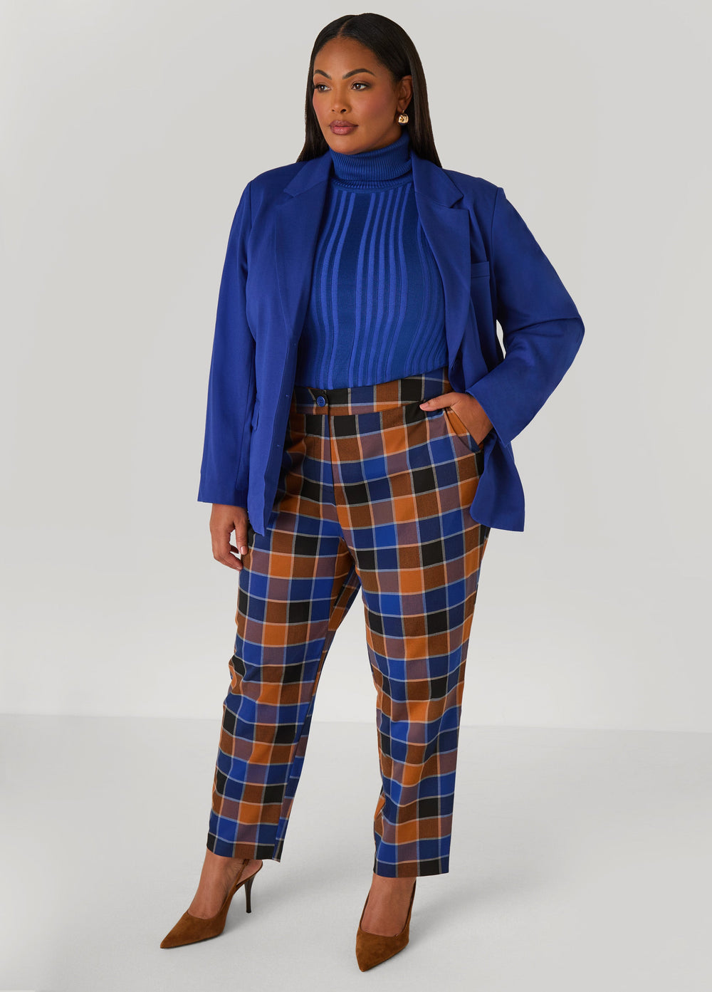 Turtleneck Ribbed Knit Sweater White | Ashley Stewart