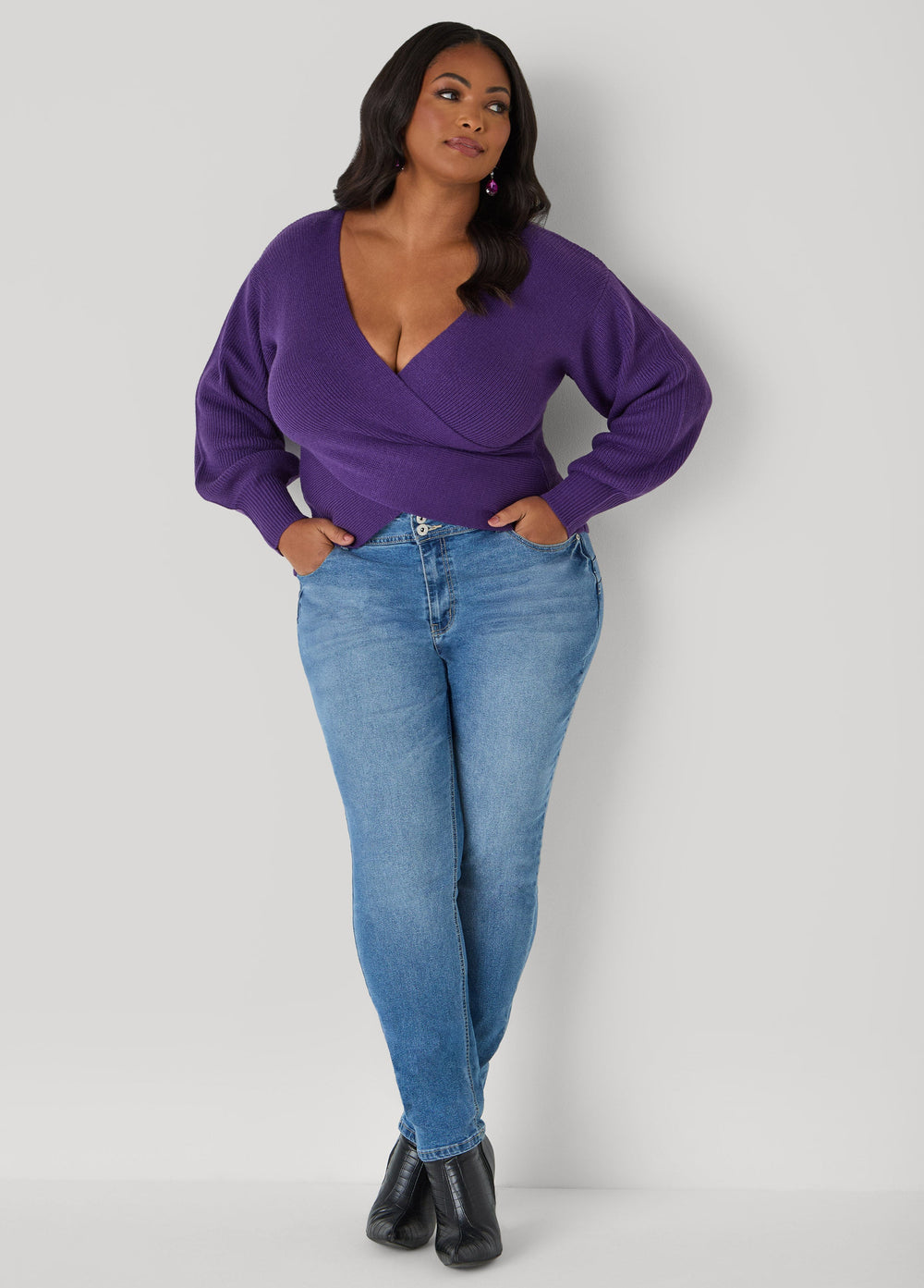 Crisscross Sweater Black | Ashley Stewart