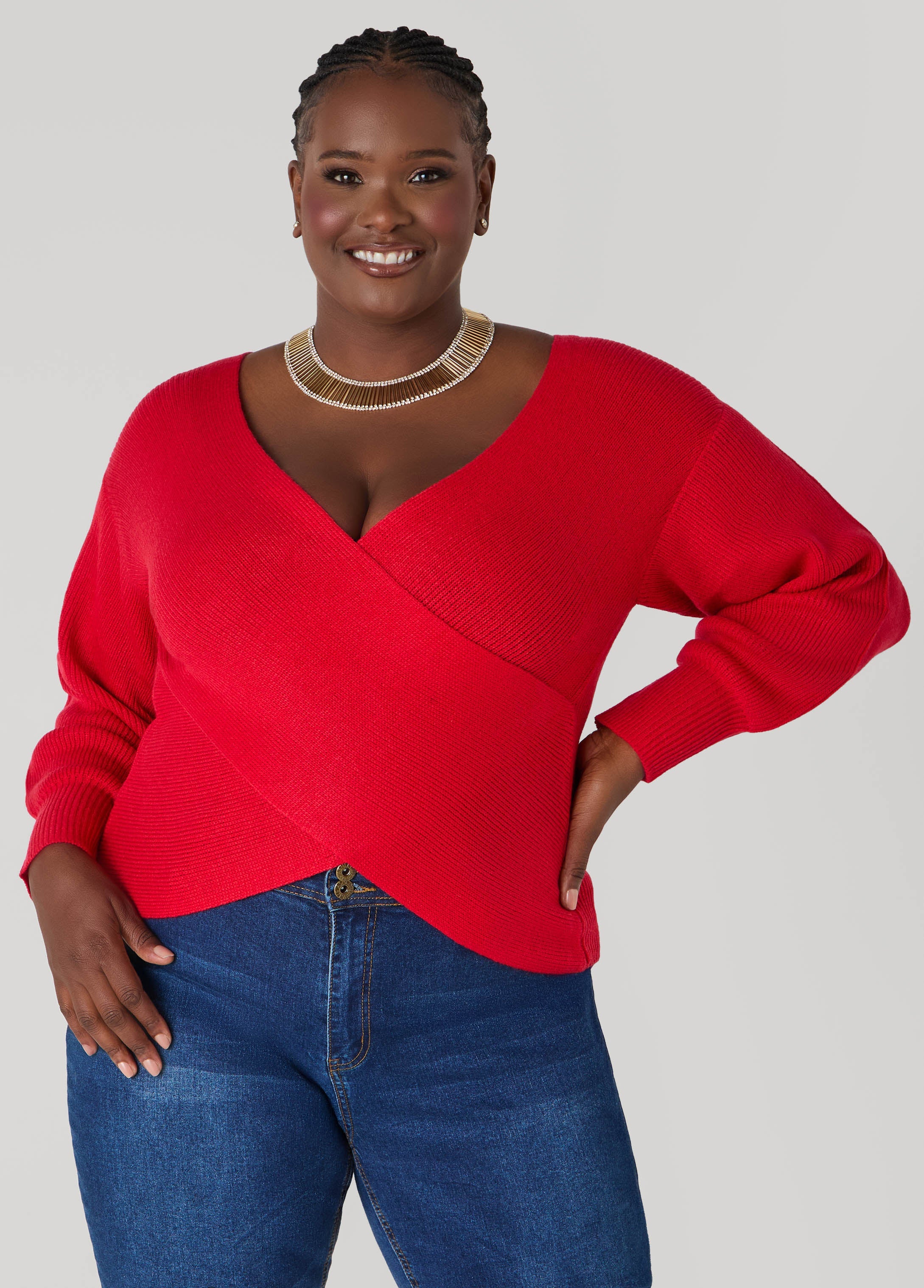 Crisscross Sweater Black | Ashley Stewart