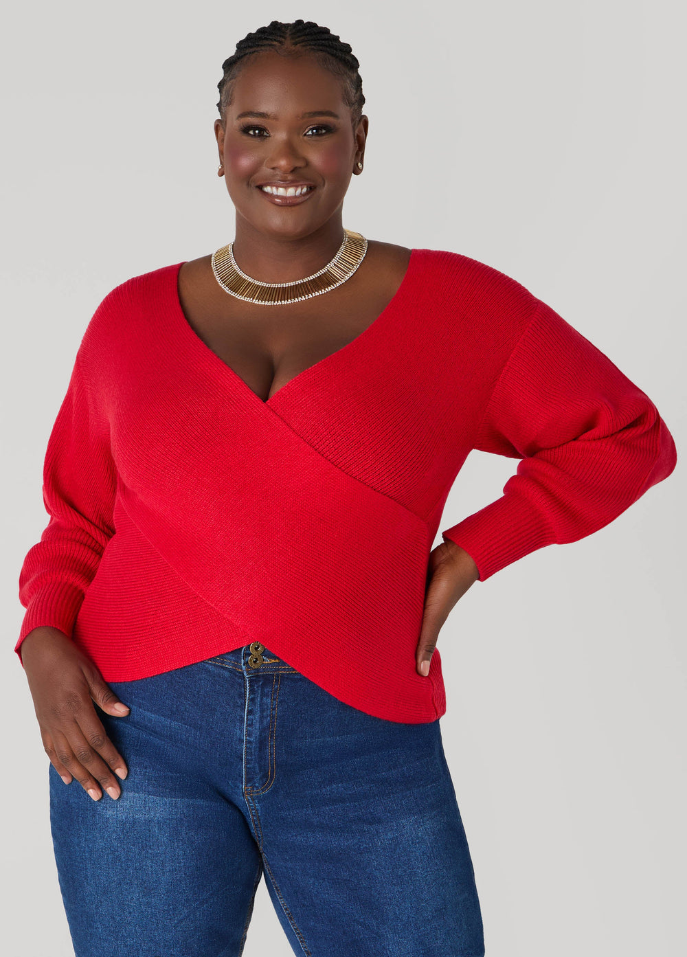 Crisscross Sweater Black | Ashley Stewart